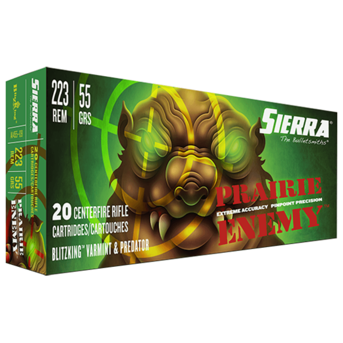 Sierra Bullets Prarie Enemy 223 Remington 55 Grain Blitzking Ammunition ...