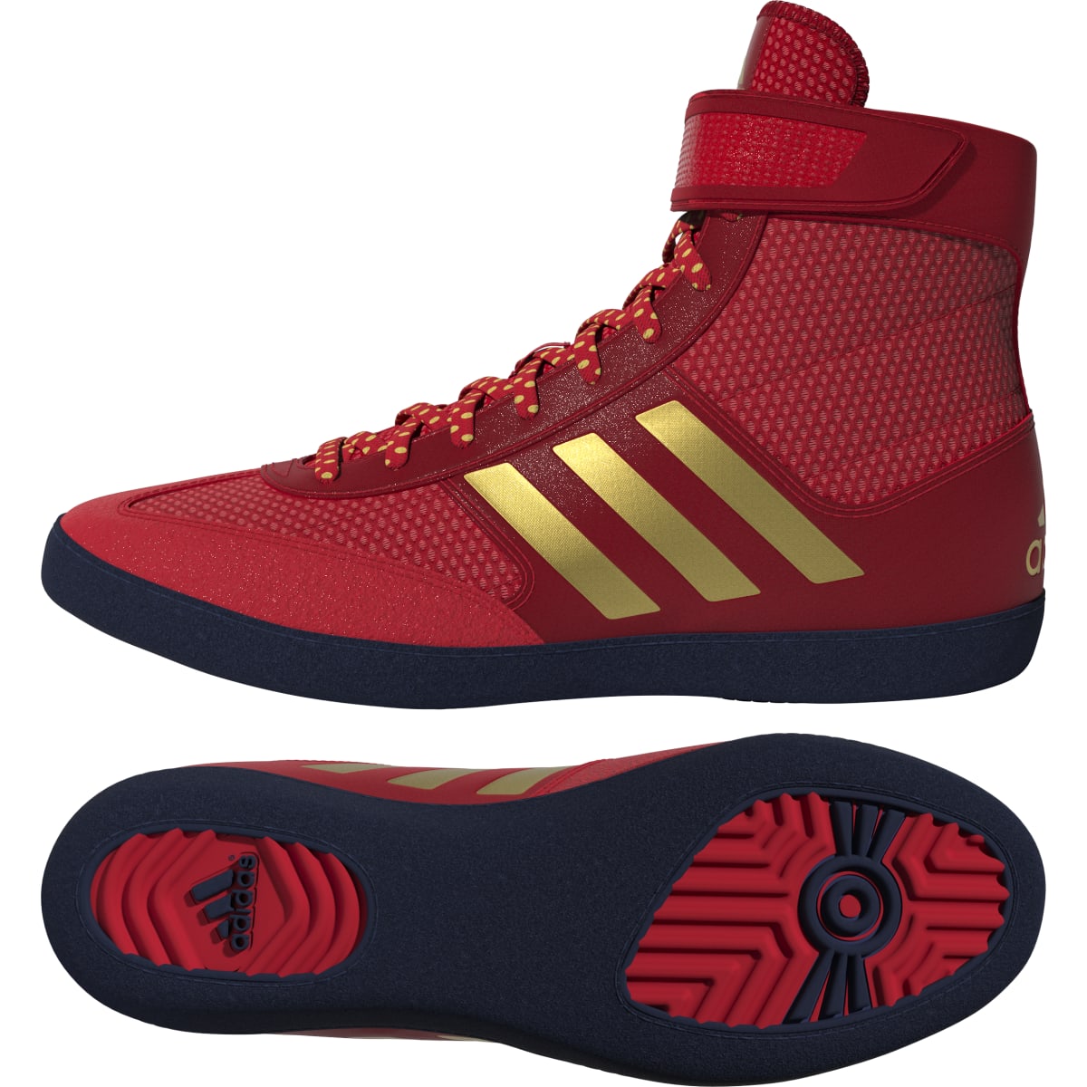 Adidas HQ1132 Combat Speed 5 Red Gold Navy Wrestling Shoes 10