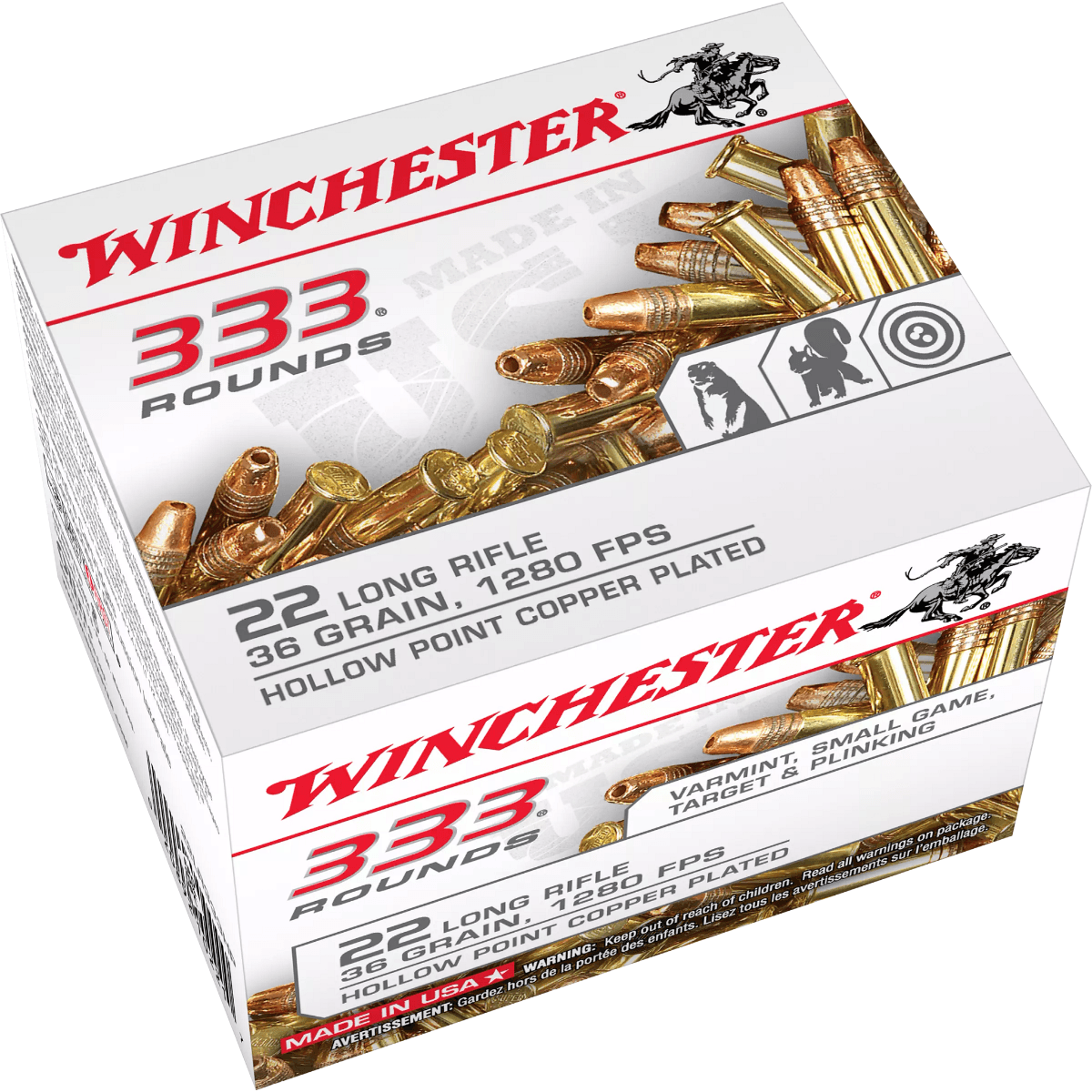 Winchester Ammo USA Target & Small Game 22 Long Rifle 36 Grain Cphp Ammunition 333 Rounds - 22 Long Rifle 333/Box