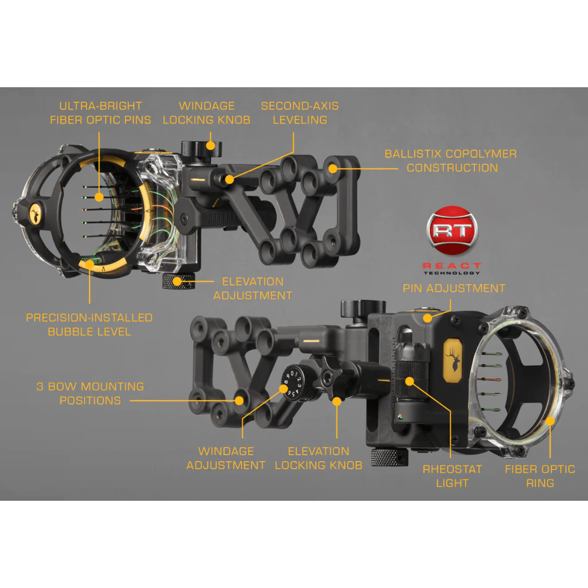 Trophy Ridge React H5 Bow Sight - Black 5 Pin Right – image 7 of 7