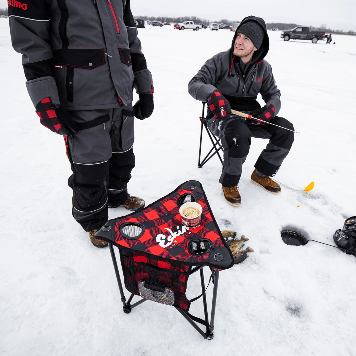 Eskimo Plaid XL Tripod Stool - Red / Black XL