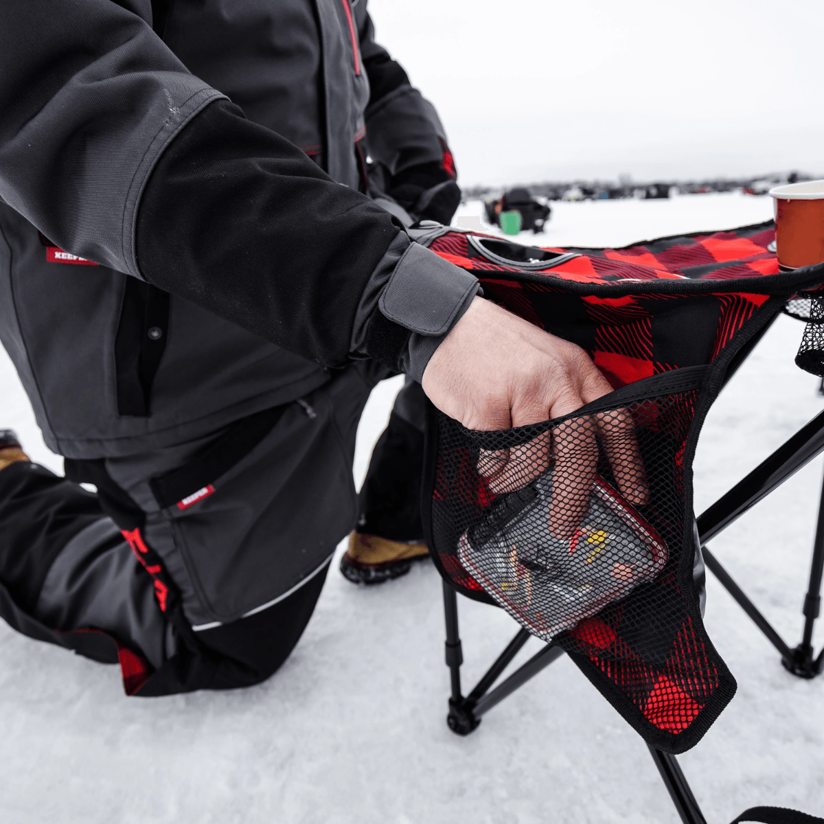Eskimo Plaid XL Tripod Stool - Red / Black XL