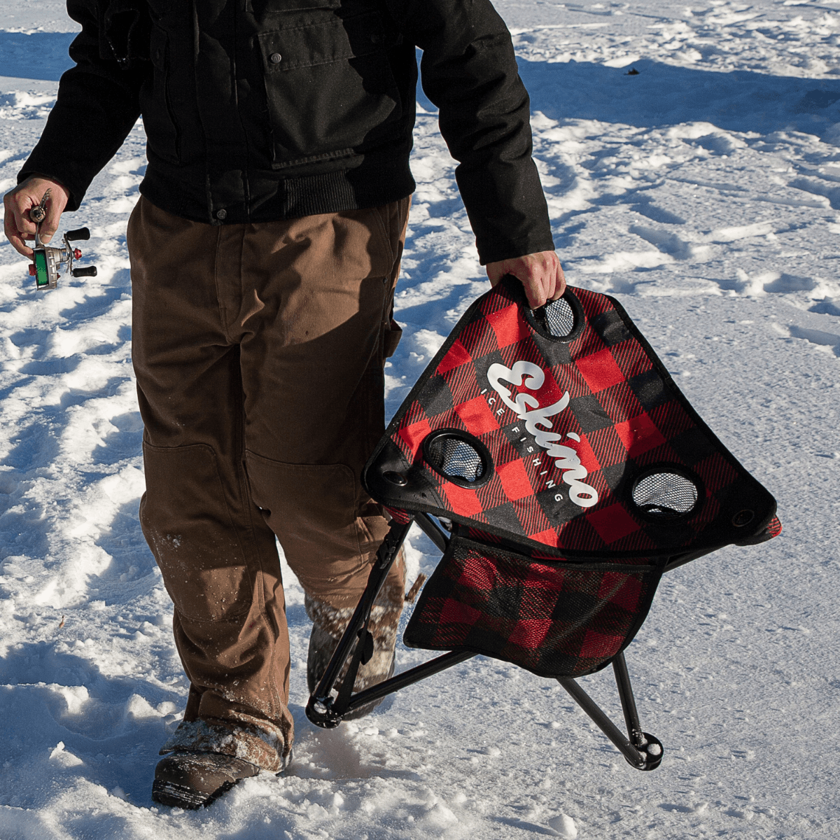 Eskimo Plaid XL Tripod Stool - Red / Black XL