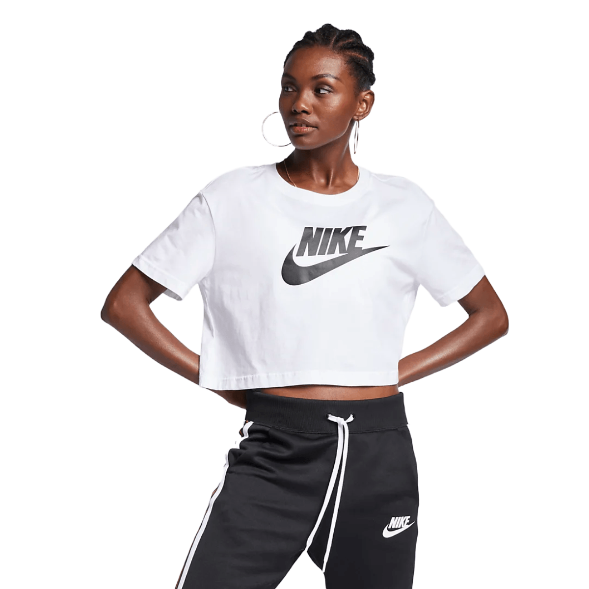 ★★Nike★★ Sportswear Essential LBR T-shirt W Black White Nike Sportswear Essentials Women's Long-Sleeve Logo T-Shirt