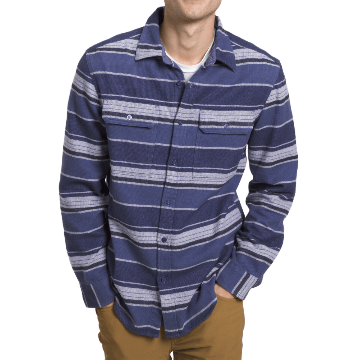 The-North-Face-Arroyo-Flannel-Shirt---Men-s---Cave-Blue-Large-Half-Dome-Stripe