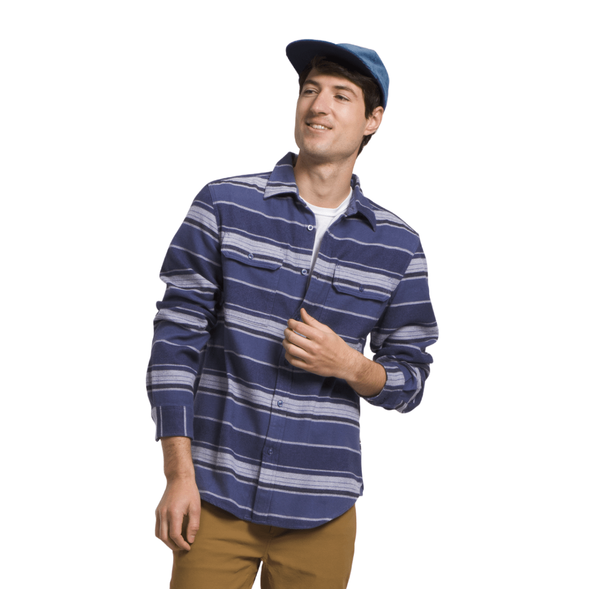 The-North-Face-Arroyo-Flannel-Shirt---Men-s---Cave-Blue-Large-Half-Dome-Stripe