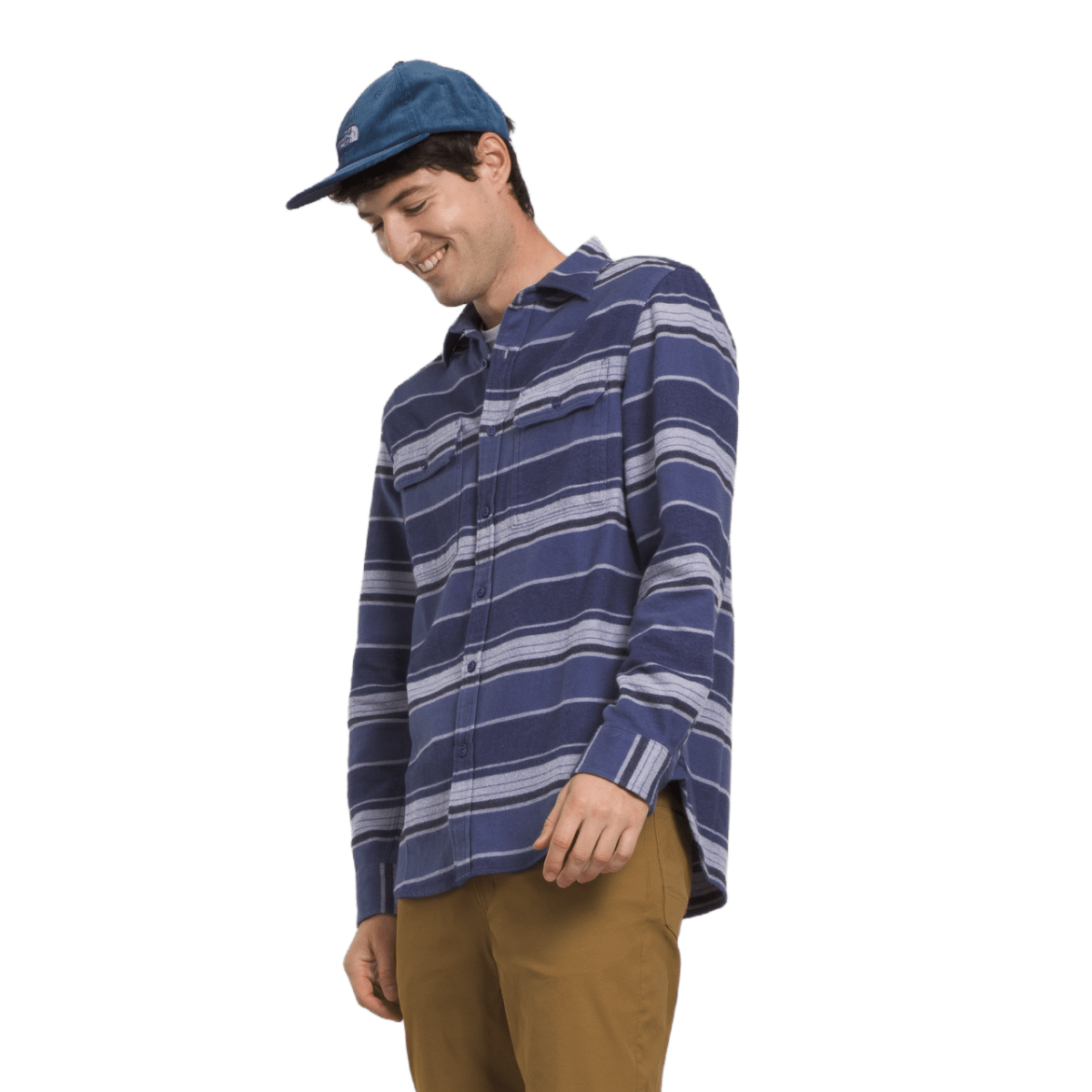 The-North-Face-Arroyo-Flannel-Shirt---Men-s---Cave-Blue-Large-Half-Dome-Stripe