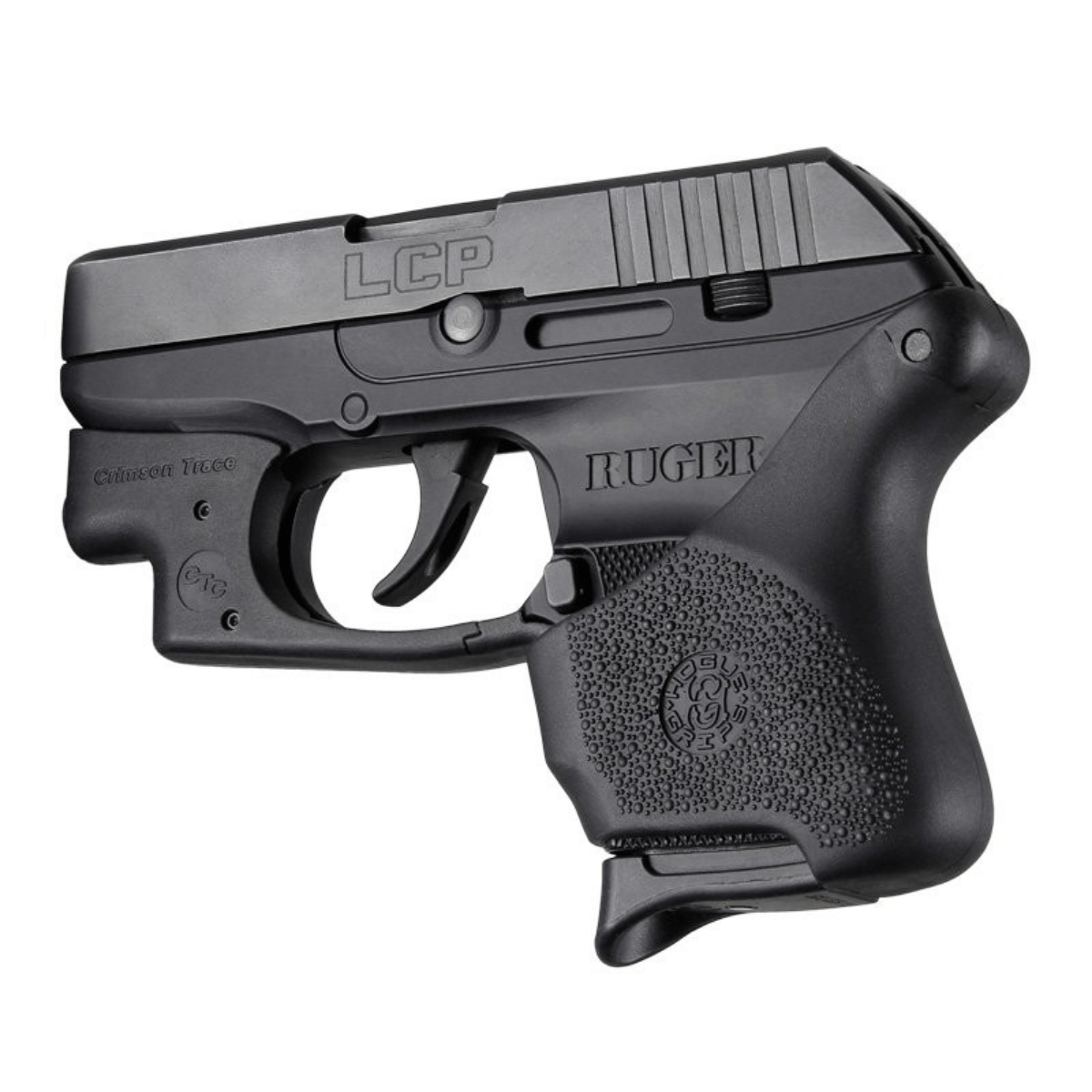 Hogue Ruger LCP .380 with Crimson Trace Button Grip: HandALL Hybrid Grip Sleeve - Black