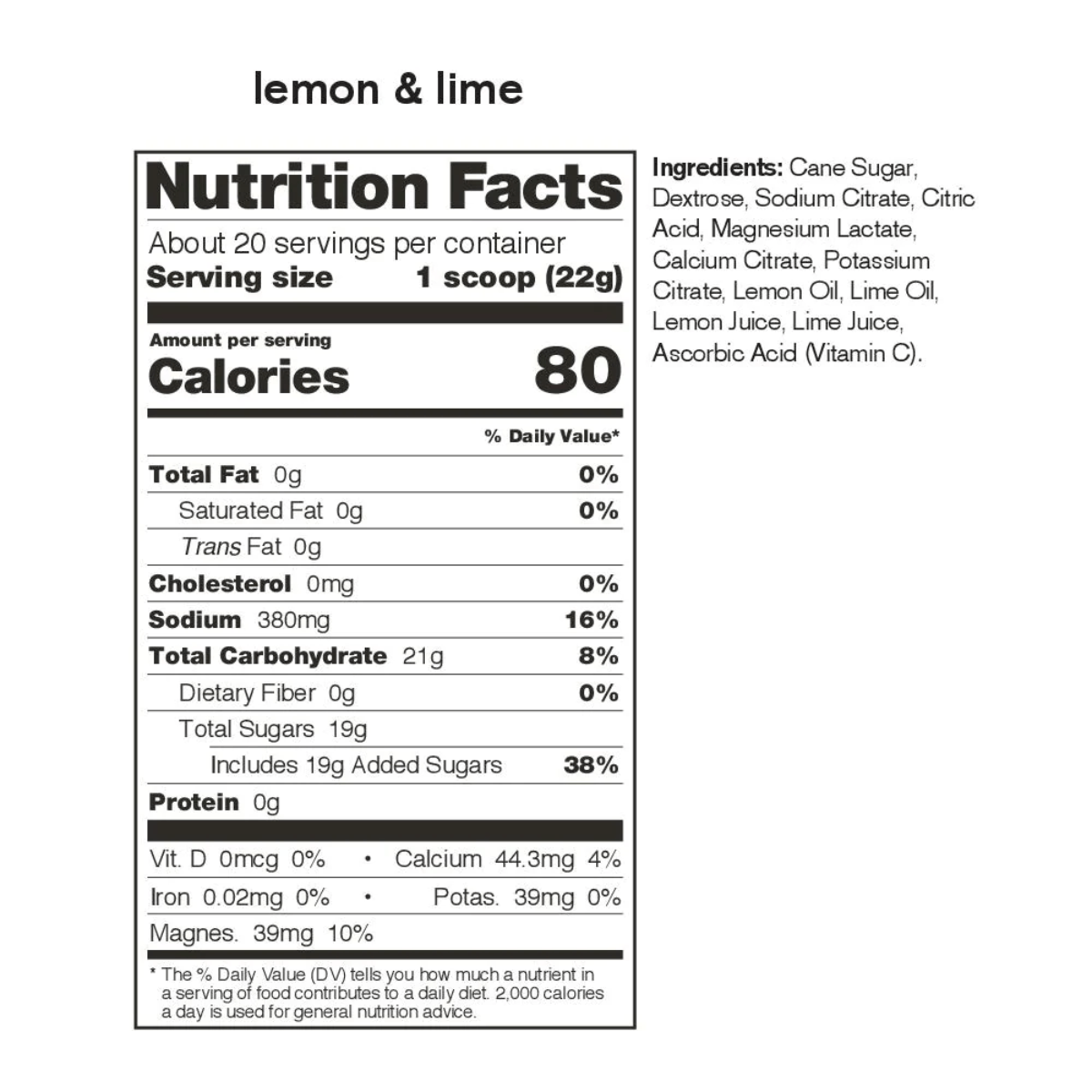 Skratch Labs Hydration Sport Drink Mix - Fruit Punch - Lemon / Lime 60 Servings