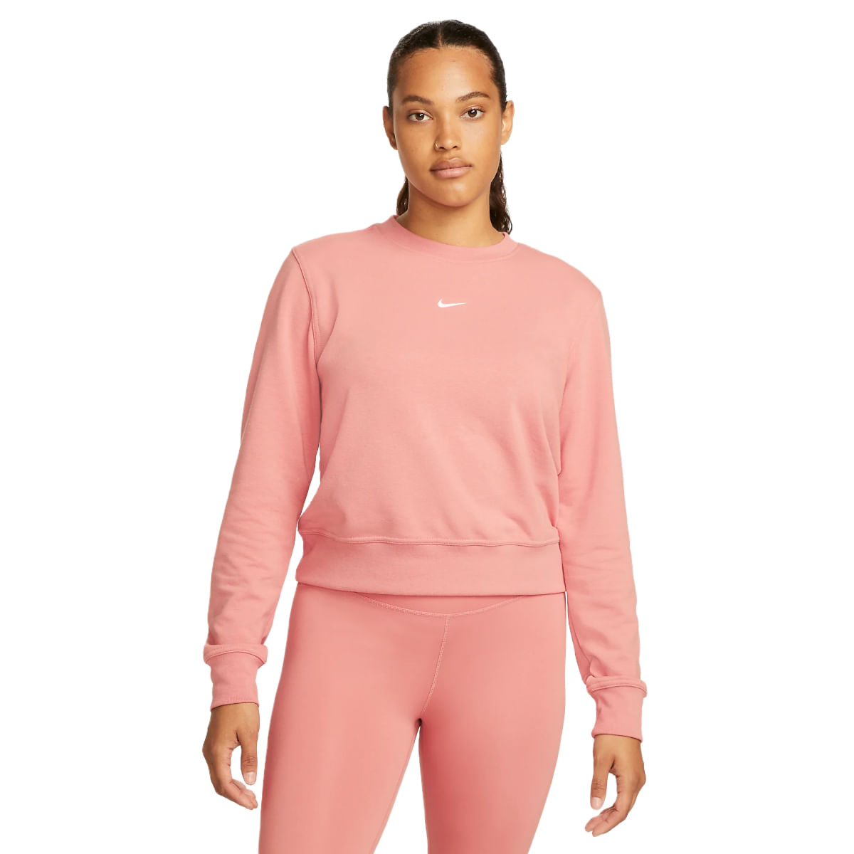 Nike Women's Varsity French Terry Sweatshirt S Logo Crew high quality Neck Pullover Pink NWT