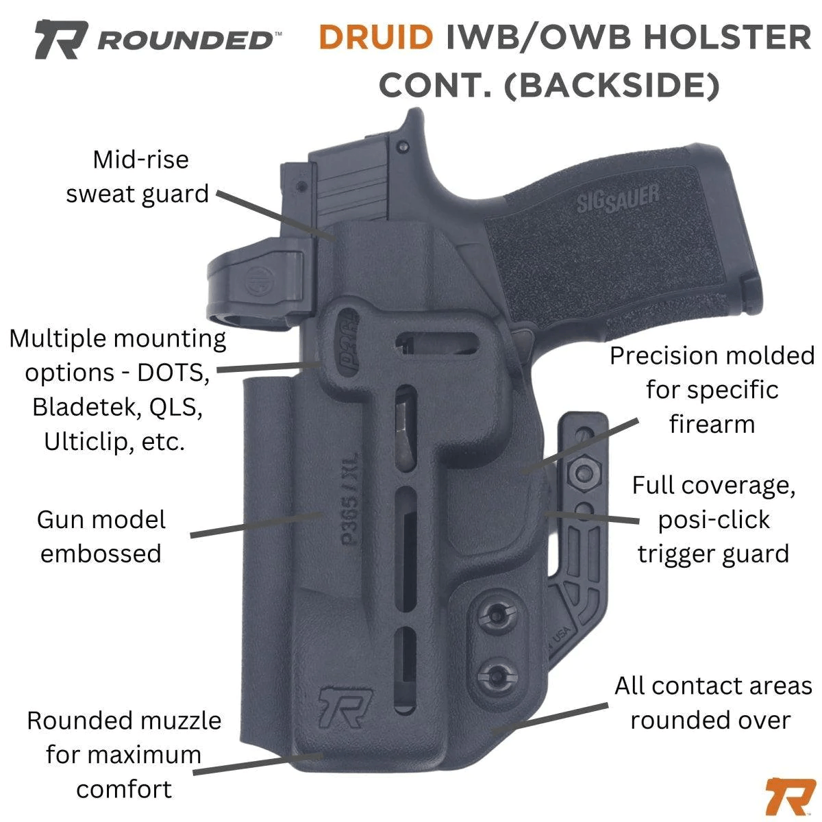 Rounded DRUID IWB, OWB Holster - Carbon Fiber Ambidextrous Glock 48 – image 4 of 6