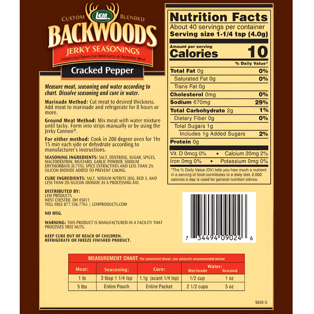LEM Products Cracked Pepper Jerky Seasoning (5.6oz) - 1231857