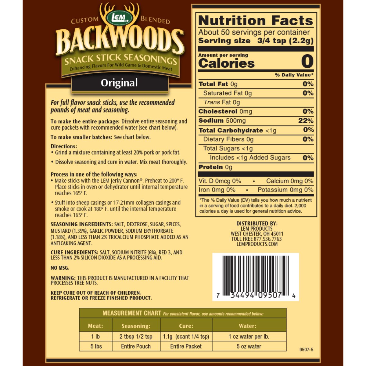 LEM Products Backwoods Original Snack Stick Seasoning (5 Lbs) - 1232791