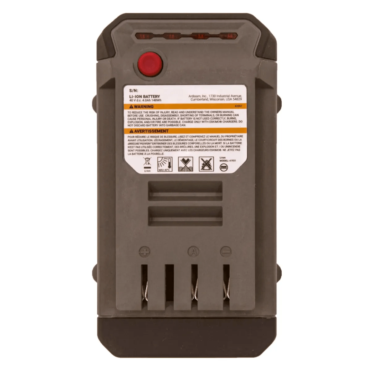 ESKIMO ICE AUGER 40 VOLT BATTERY Amp-Hour, Lithium-ion Battery