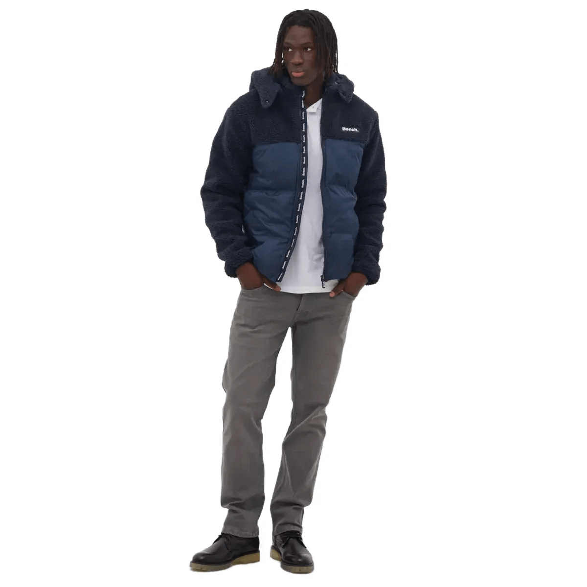 Bench Detta Puffer Sherpa Hooded Bomber Jacket - Men's - Als.com