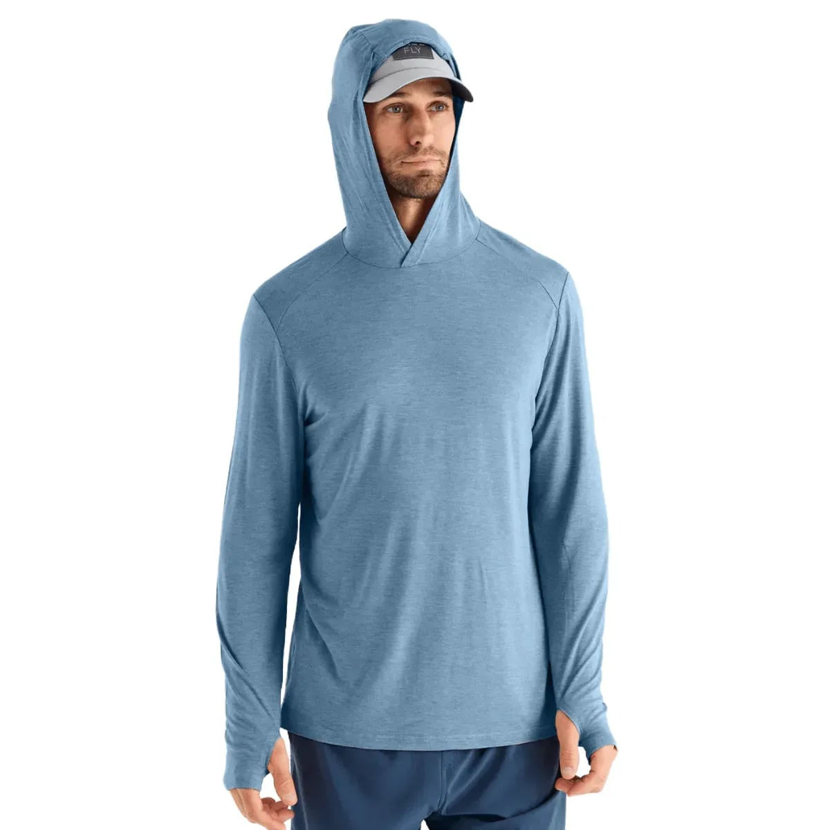 T-shirt Homme Free Fly – Bleu Brouillard – Bambou Léger UPF 20 – Manches Longues – Taille L