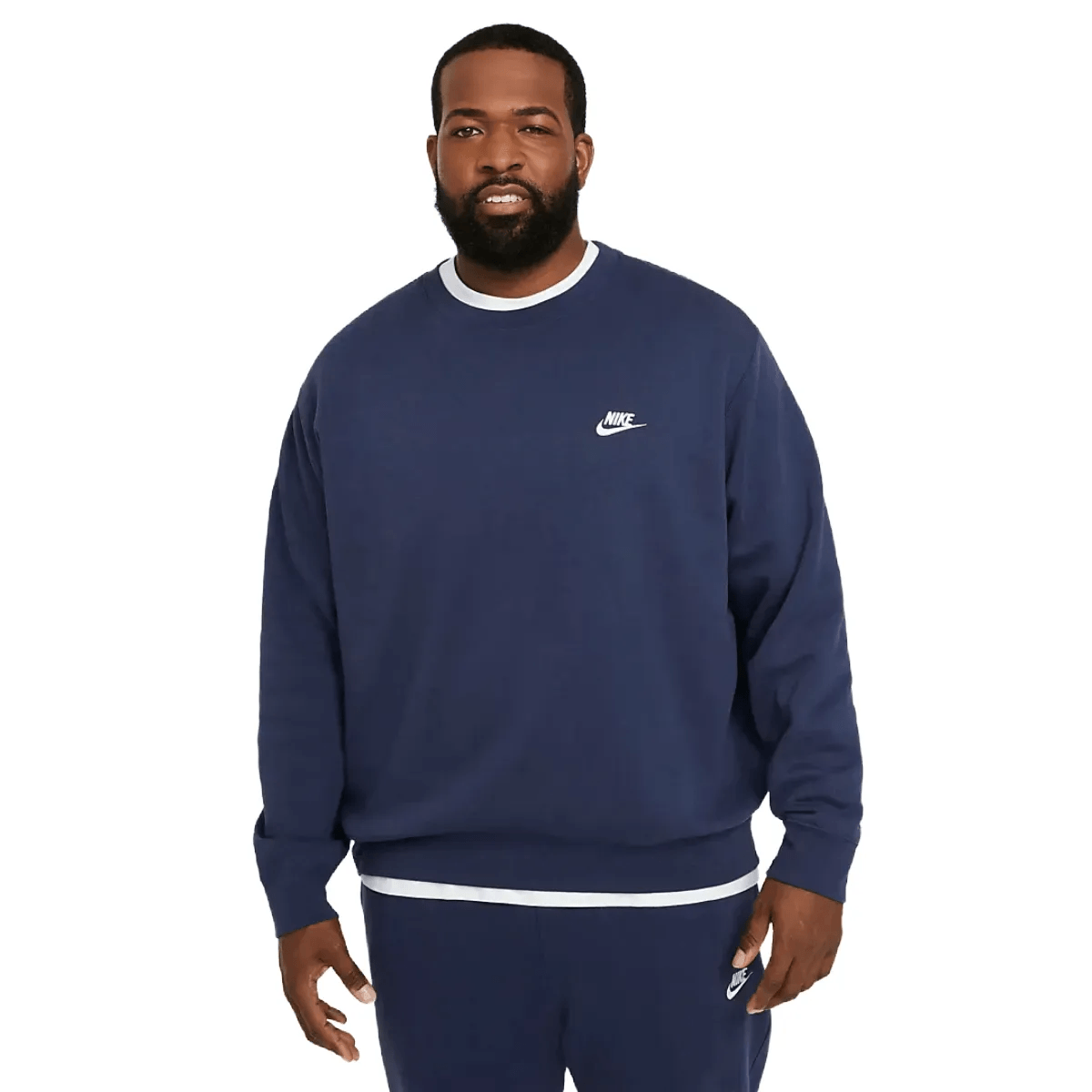 Nike club crew neck sweat in navy sale