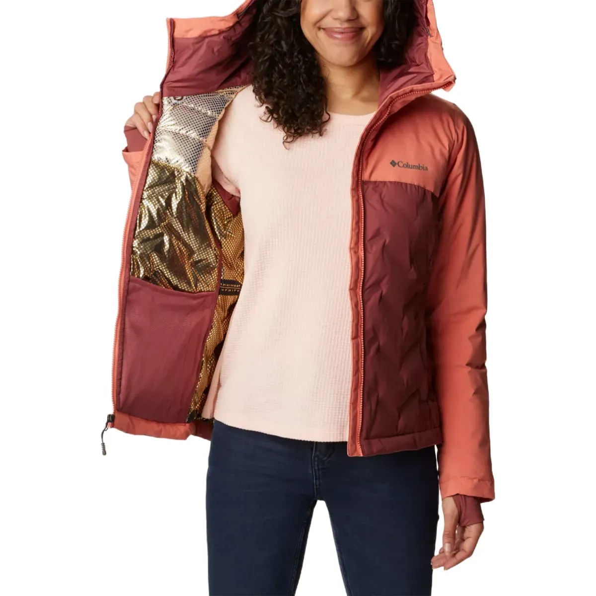 Columbia Grand Trek II Down Jacket Women s Beetroot Faded Peach Xs