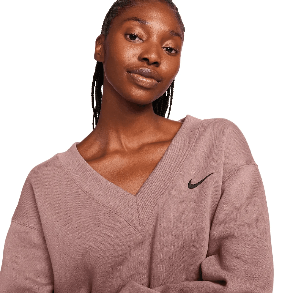 Nike Phoenix Fleece Cropped V neck Top Als