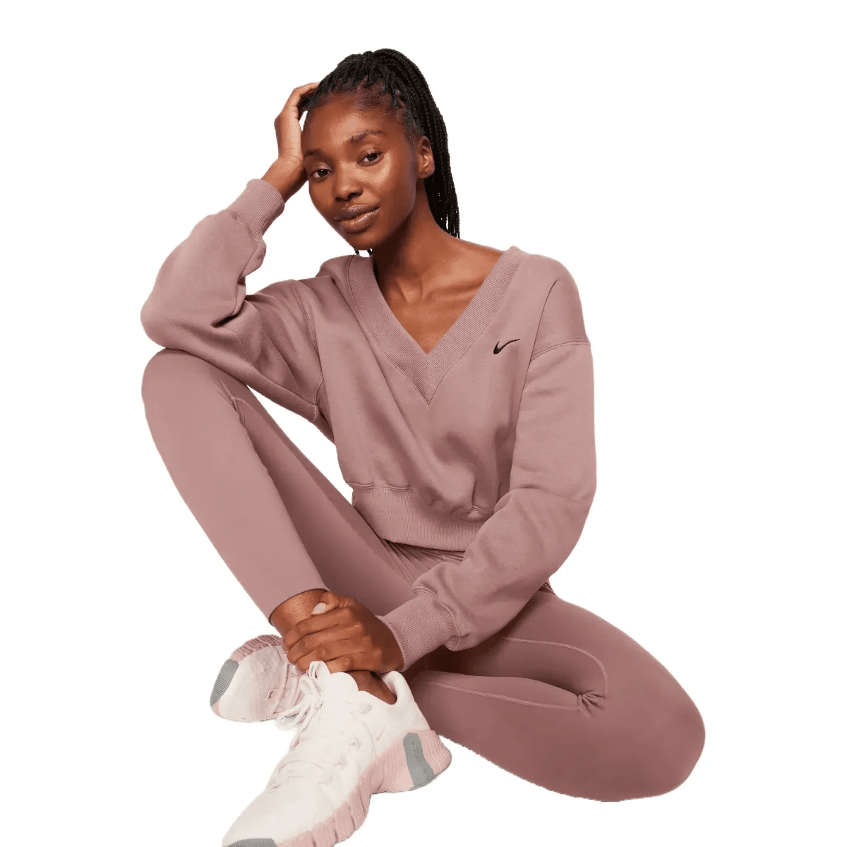 Nike Phoenix Fleece Cropped V-neck Top - Als.com