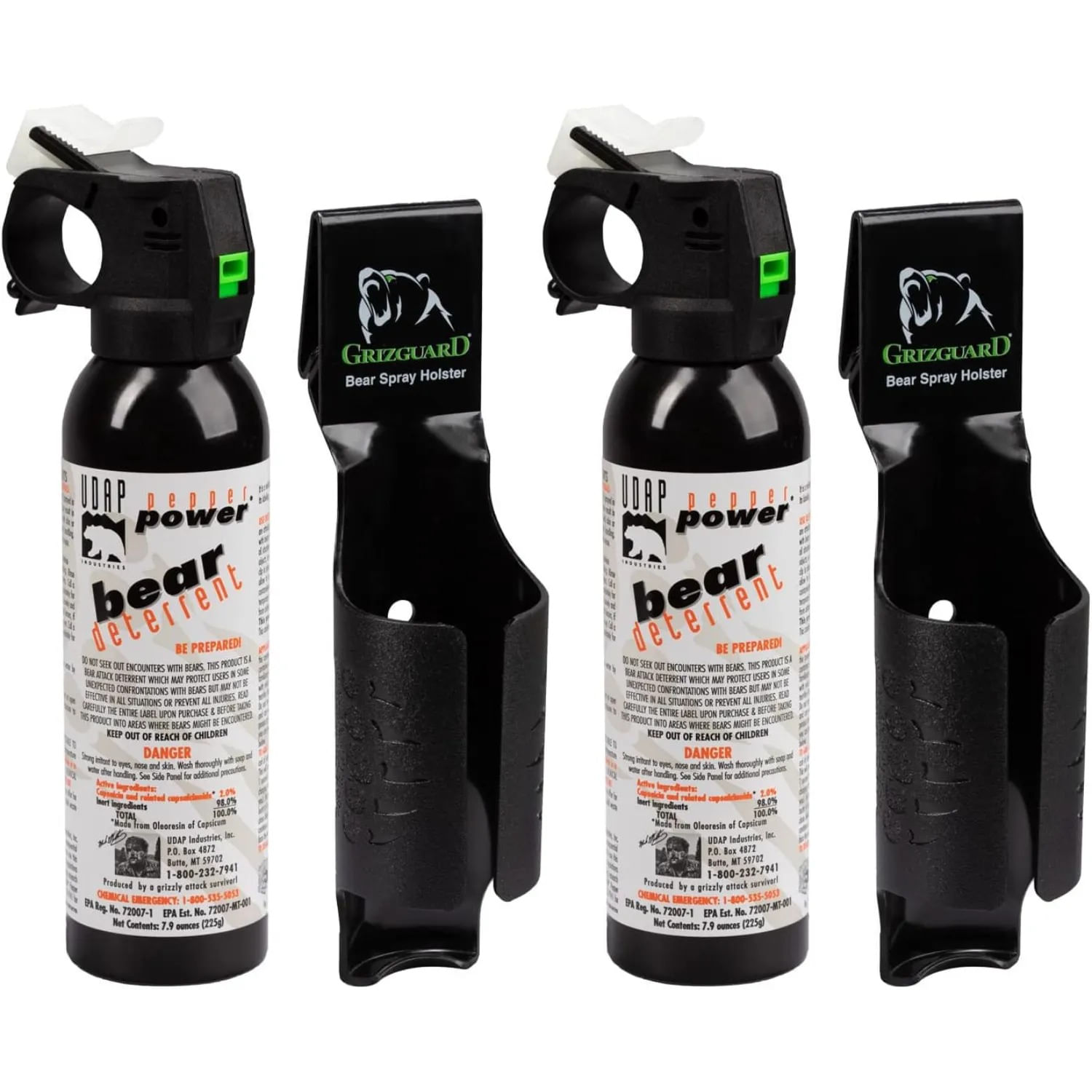Udap Pepper Power Bear Spray (2 Pack) - Black 7.9 oz
