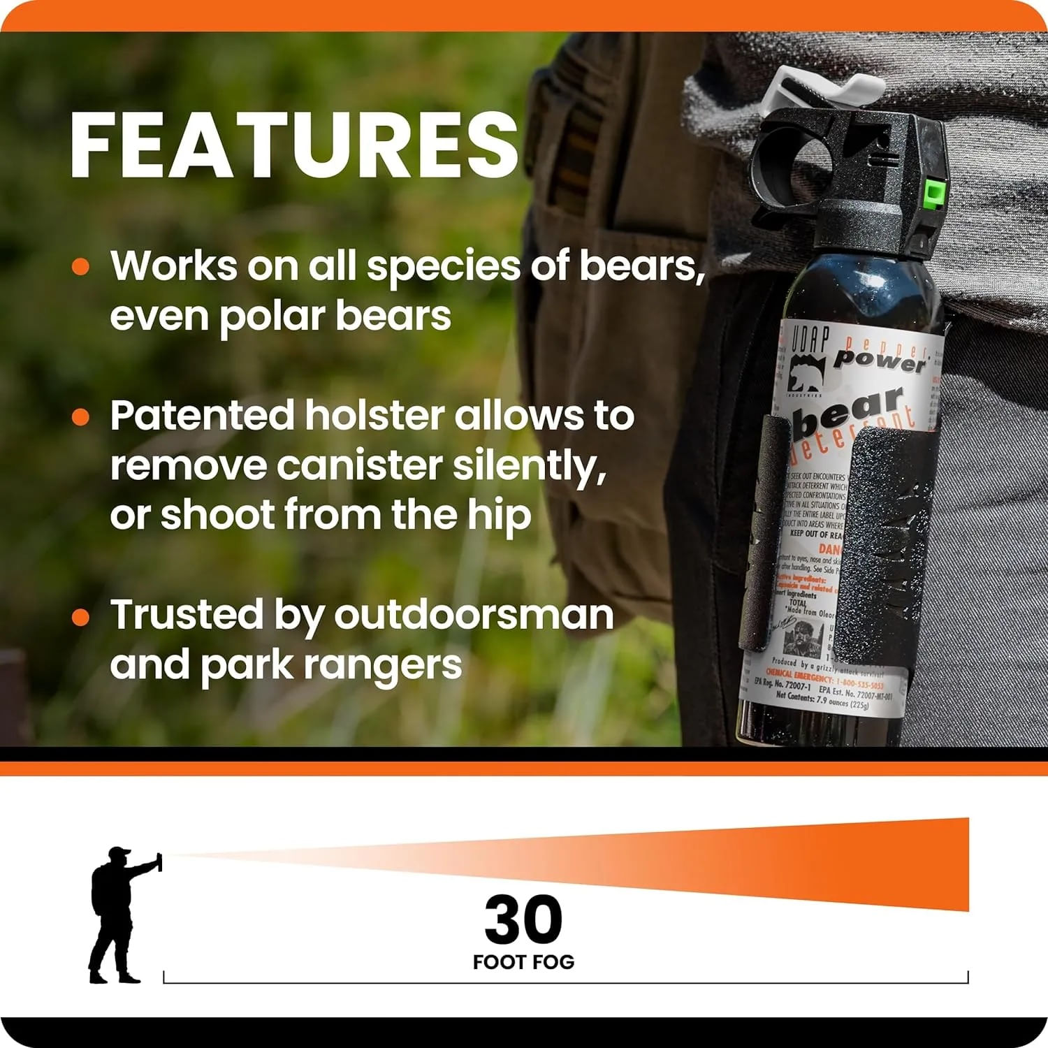 Udap Pepper Power Bear Spray (2 Pack) - Black 7.9 oz