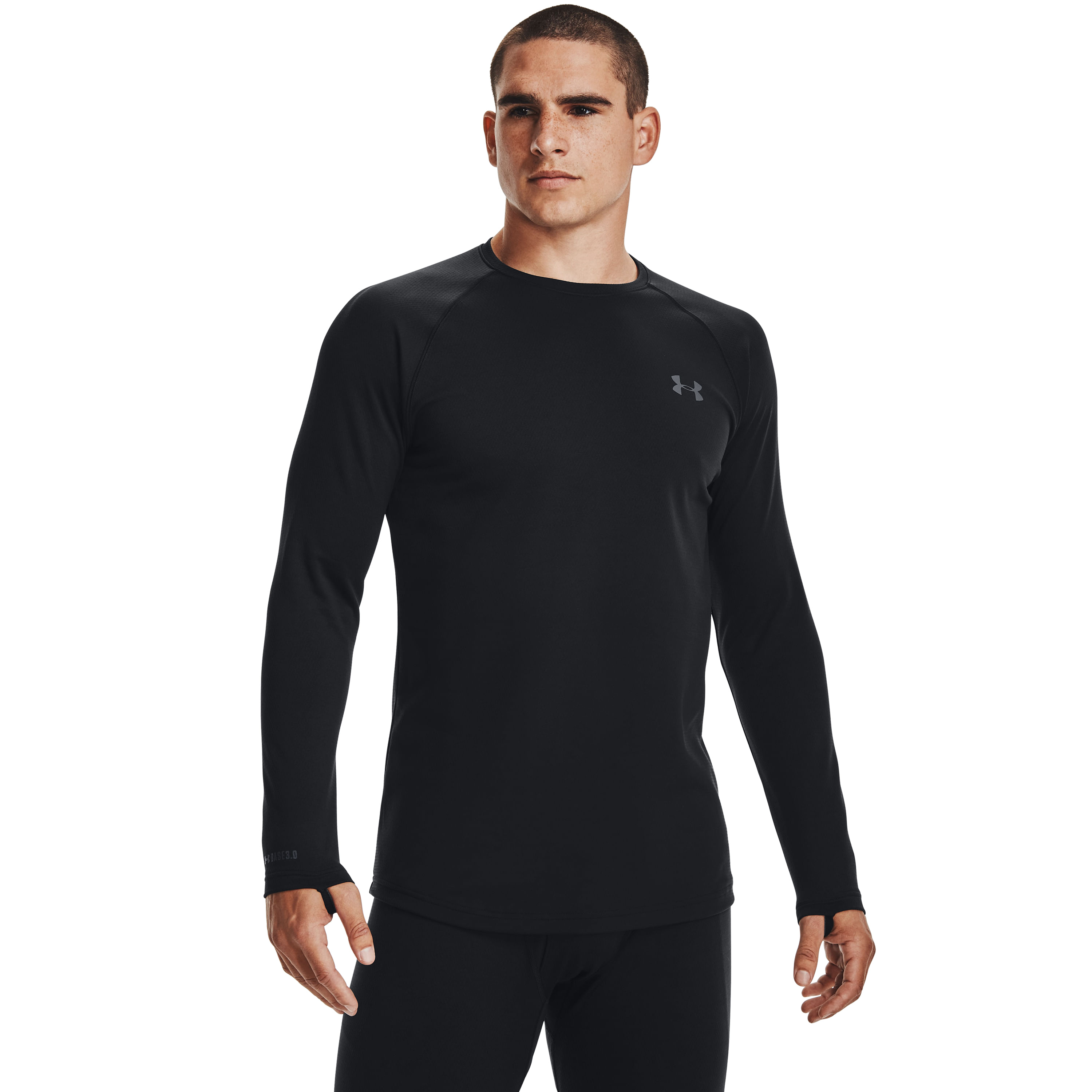 Under Armour Coldgear Base 3.0 Crew Shirt - Men's - Black, Pitch Gray 3XL – image 3 of 6