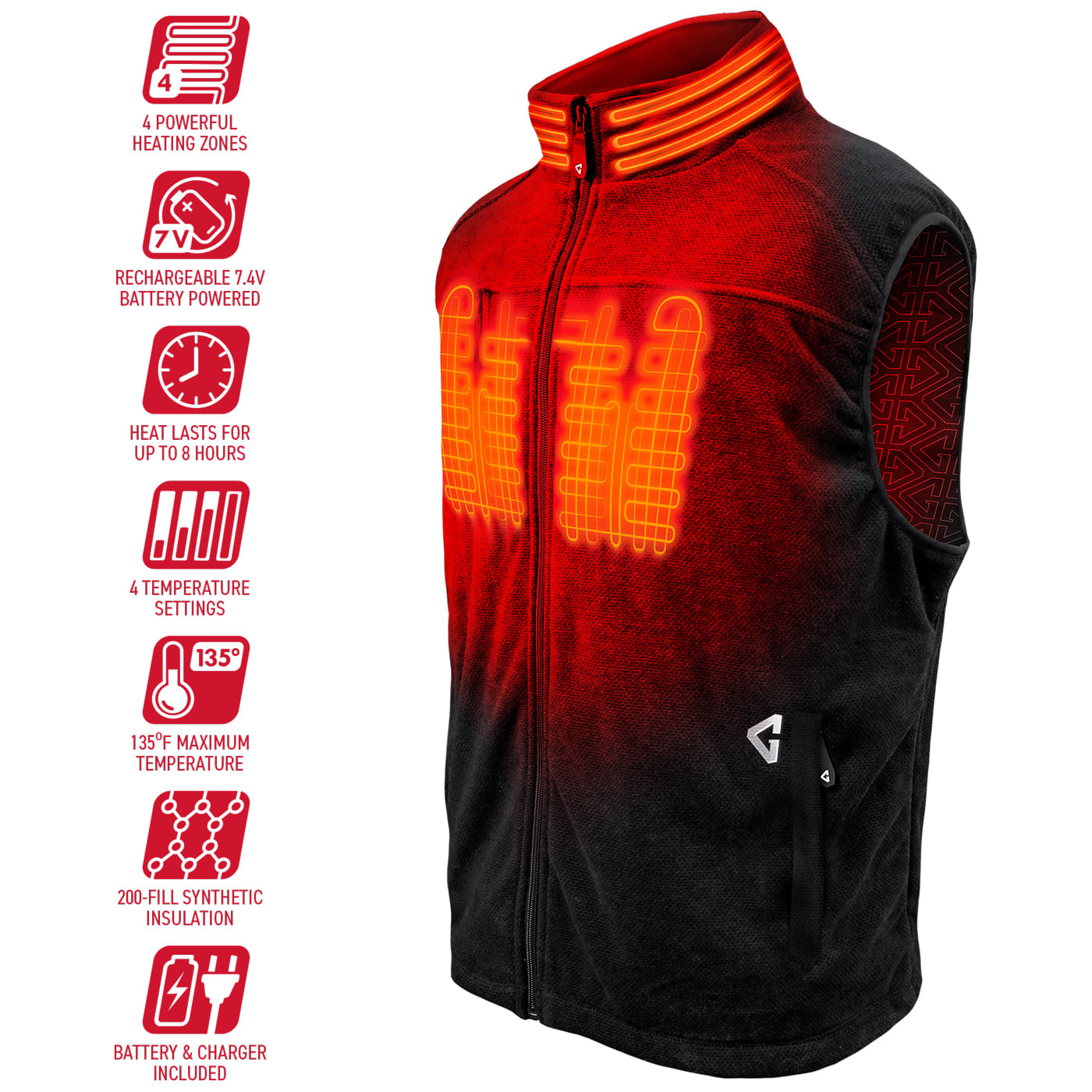 Gerbing 7v Thermite Fleece Heated Vest 2.0 - Men's - Black S