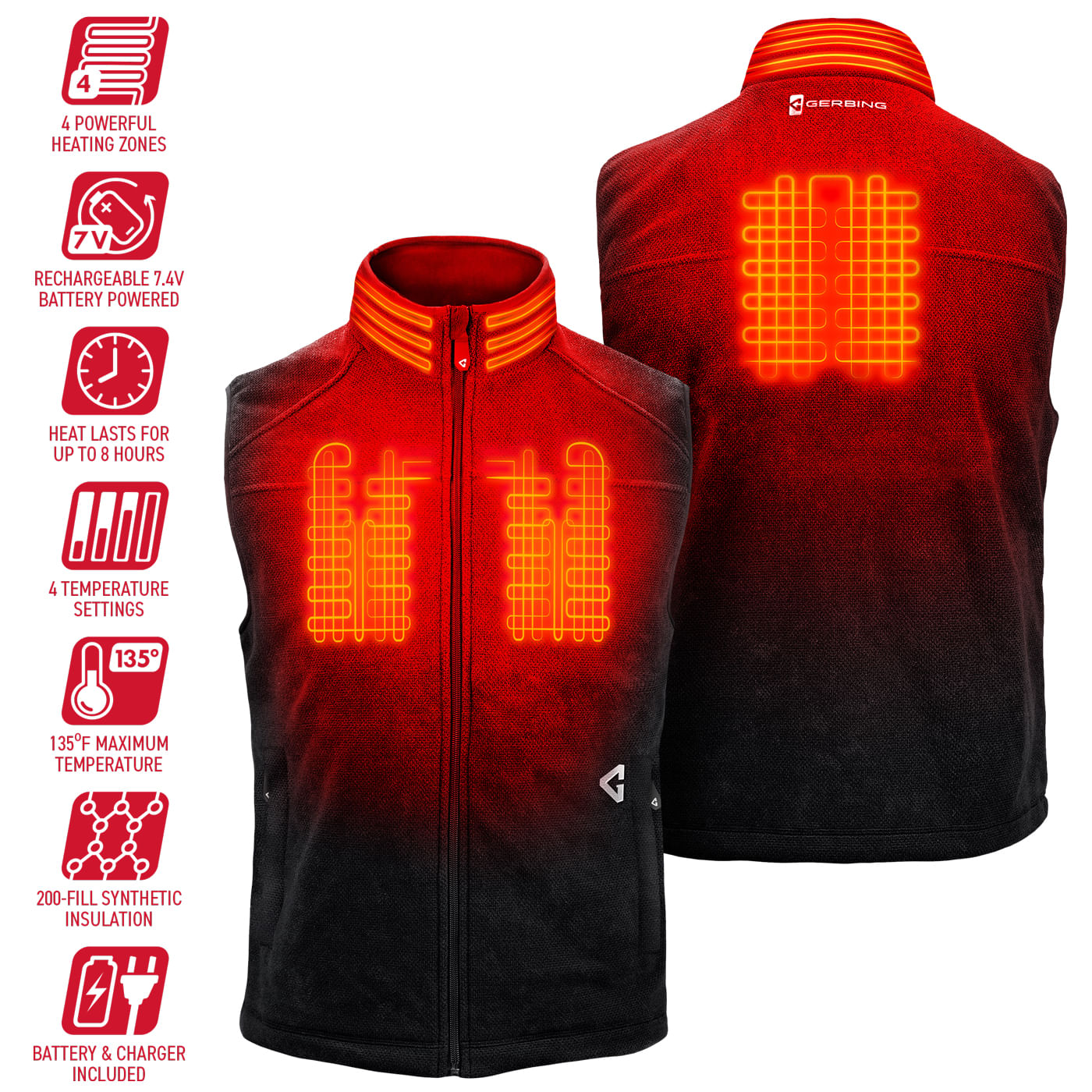 Gerbing 7v Thermite Fleece Heated Vest 2.0 - Men's - Black S