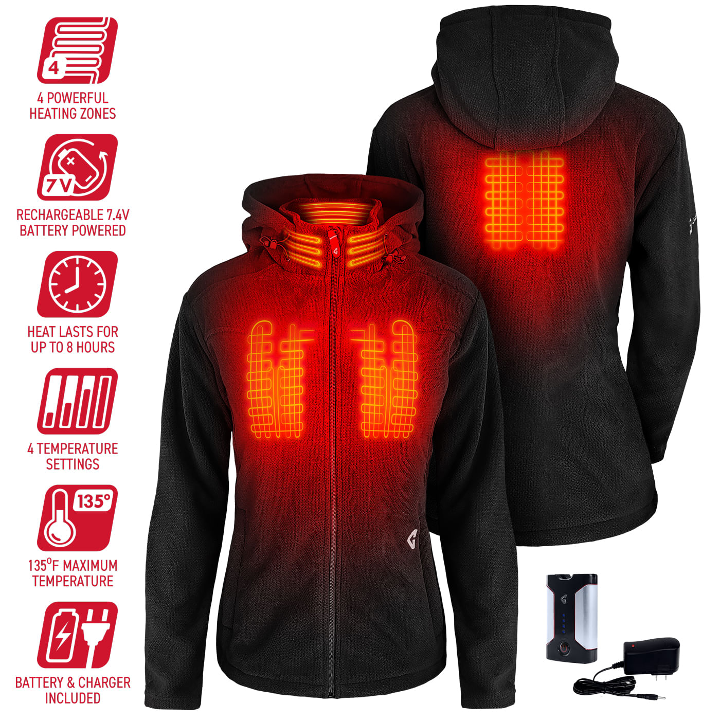 Gerbing 7V Thermite Fleece Heated Jacket - Women's - Black XS