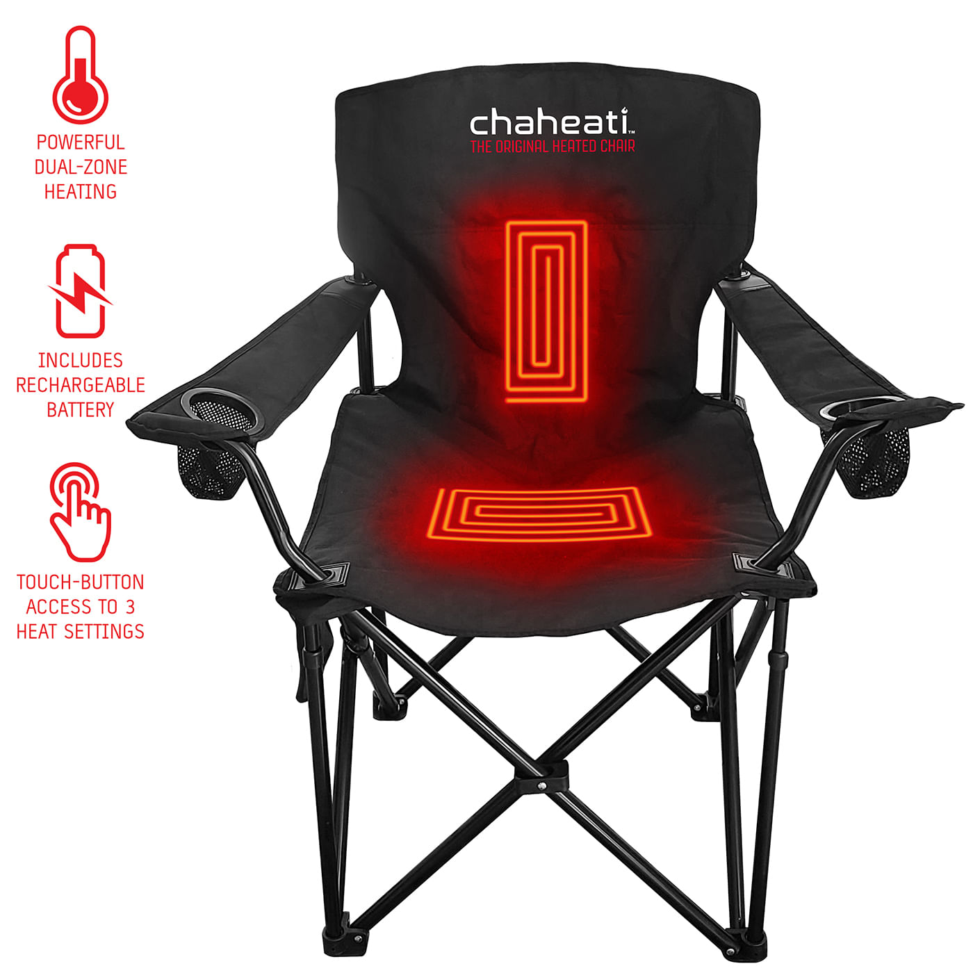 Chaheati 7v Original Heated Folding Chair - Black