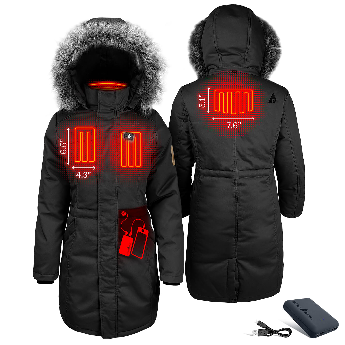 ActionHeat 5V Battery Heated Parka - Women's - Black XS