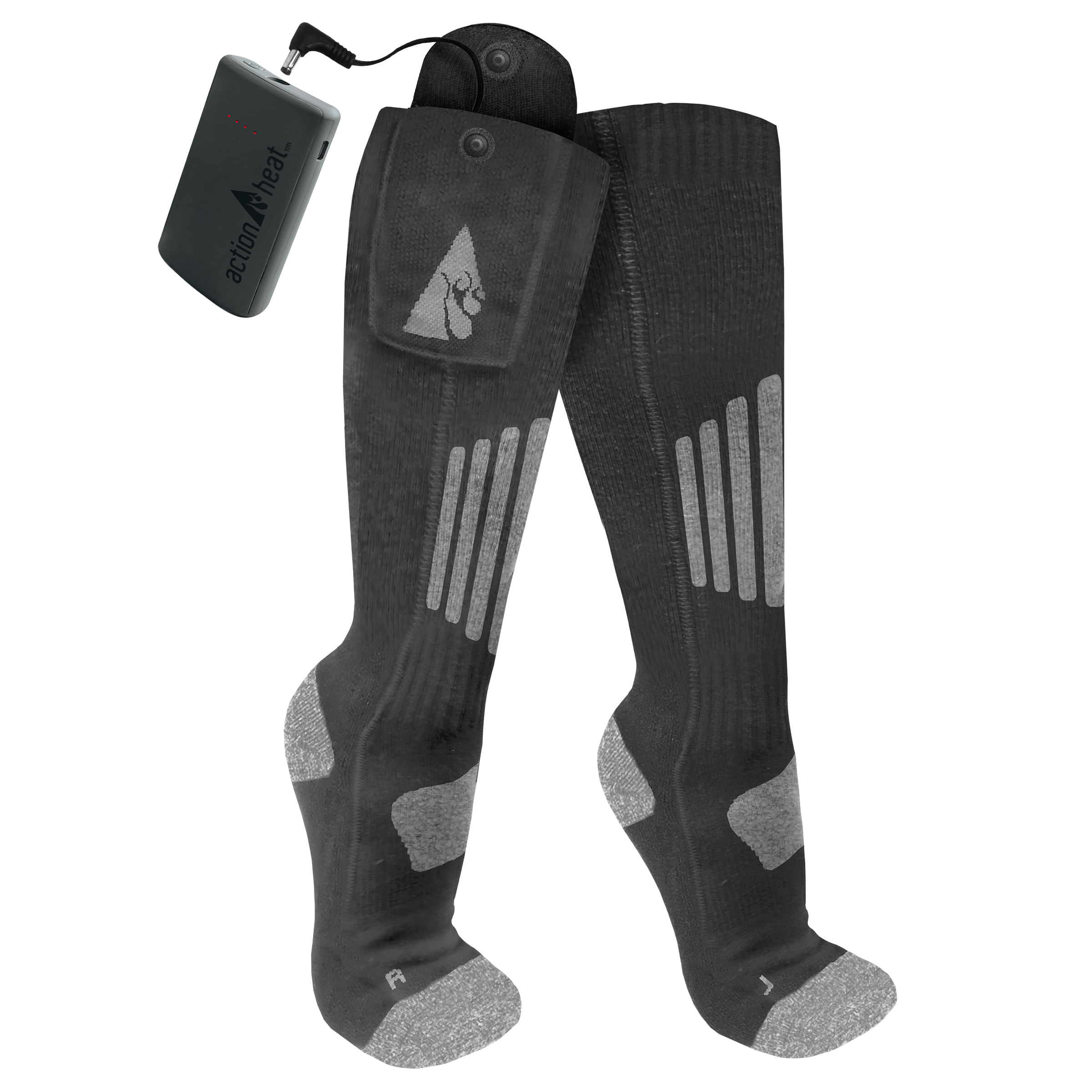 ActionHeat Cotton 3.7V Rechargeable Heated Socks 2.0 with Remote - Gray S/M