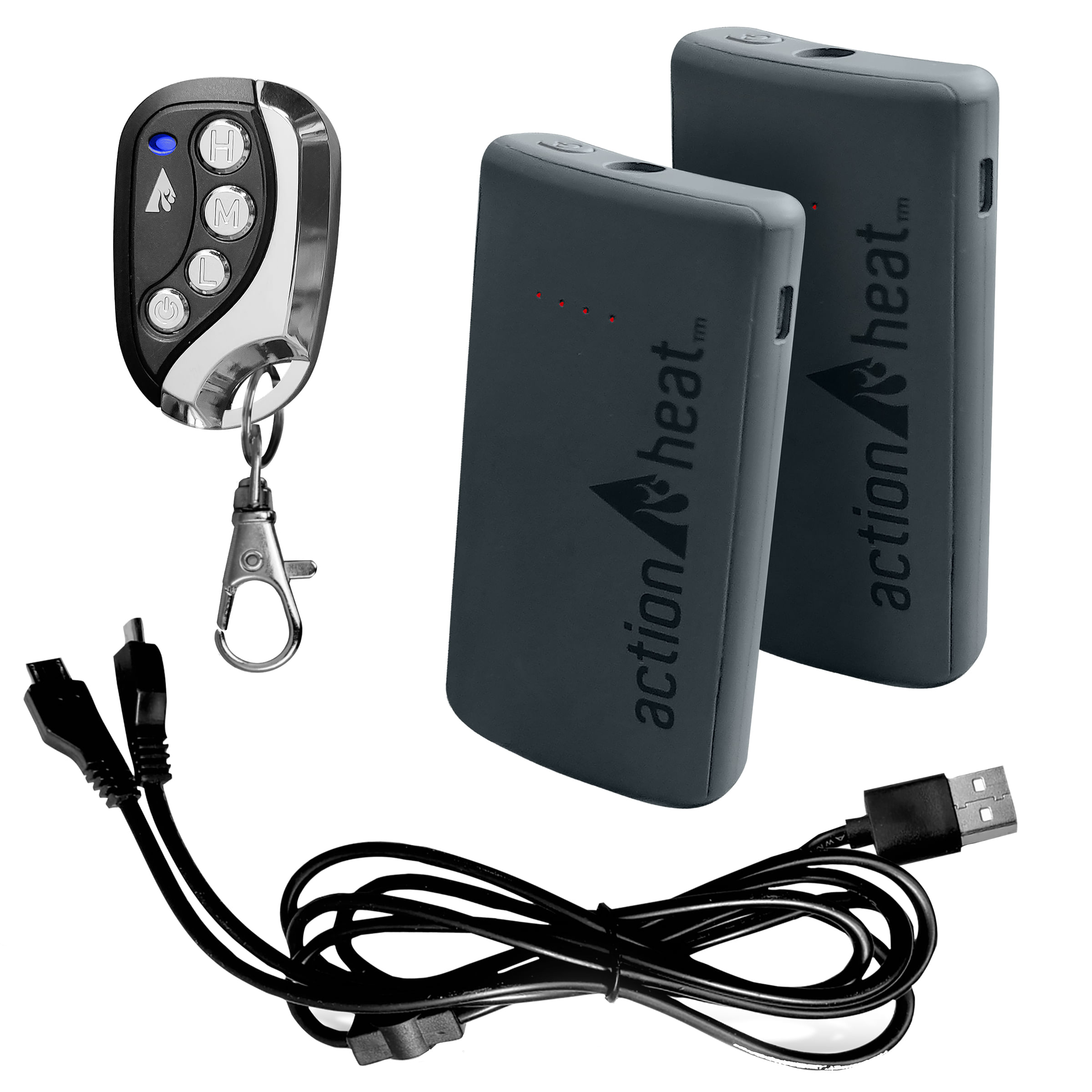 ActionHeat Cotton 3.7V Rechargeable Heated Socks 2.0 with Remote - Gray S/M