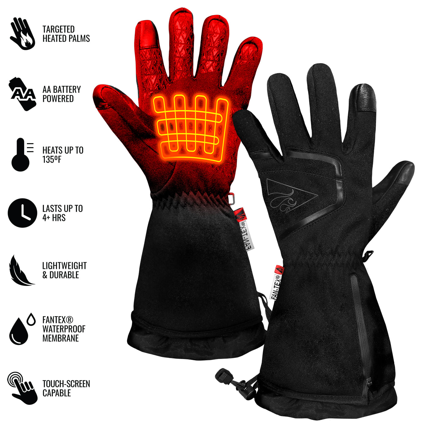 ActionHeat AA Battery Heated Featherweight Glove - Black S/M