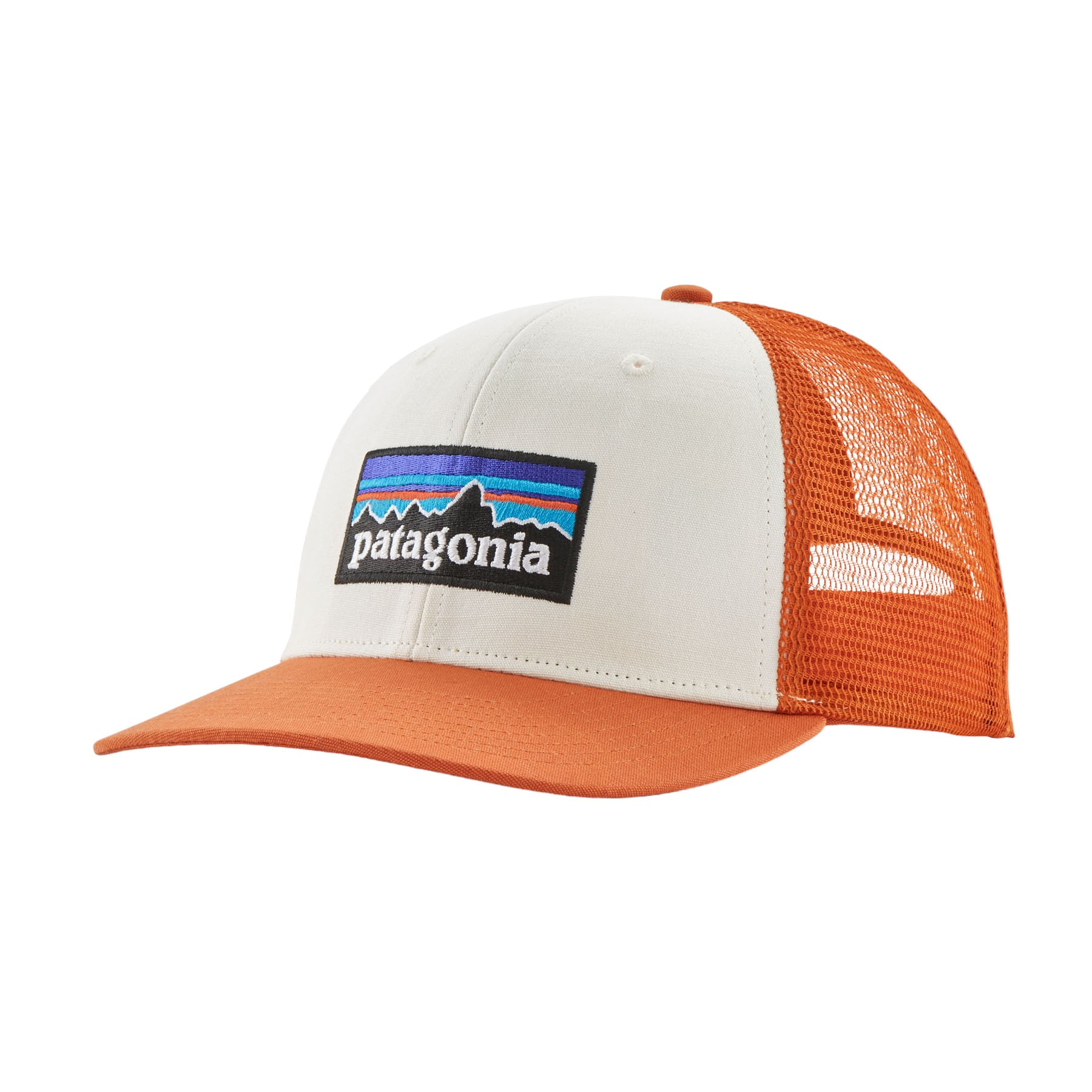 Patagonia-P-6-Logo-Trucker-Hat-White---Redtail-Rust