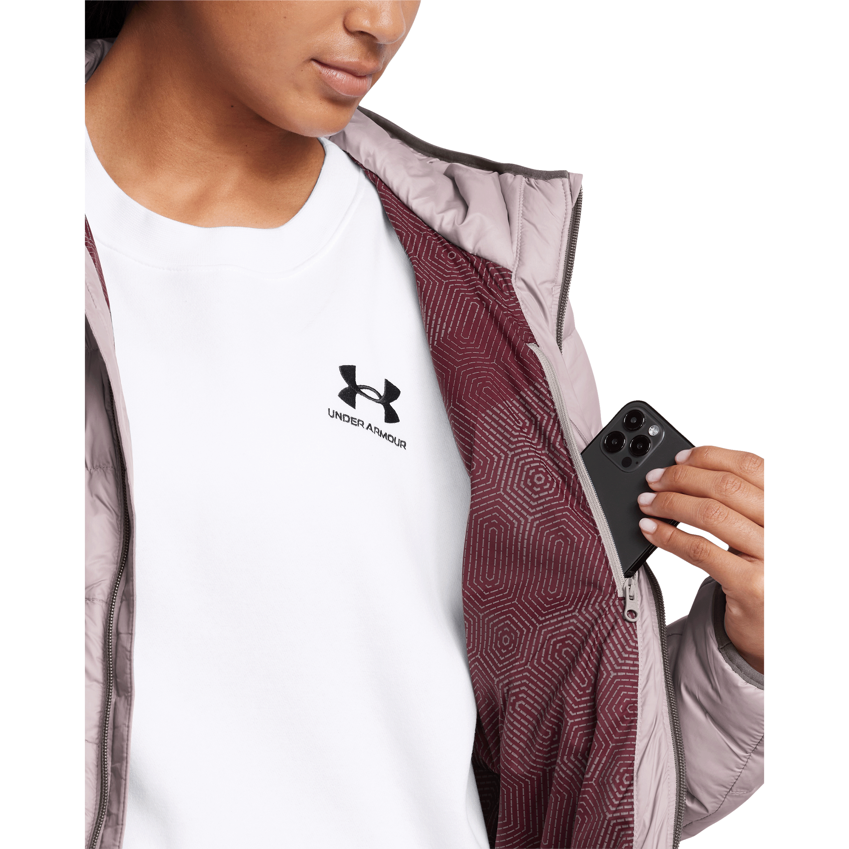 UNDER ARMOUR Storm Women's UA 600 Duck Down Hooded Jacket online Light Grey Size S