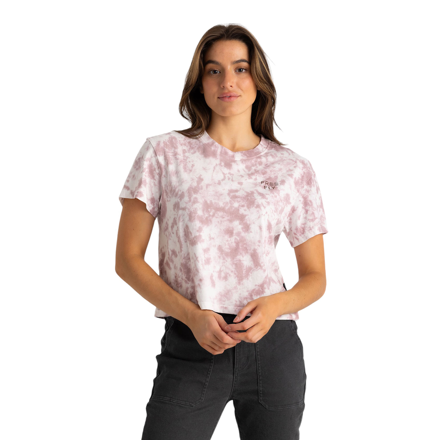 Freefly-Embroidered-Logo-T-Shirt---Women-s-Fig-Tie-Dye