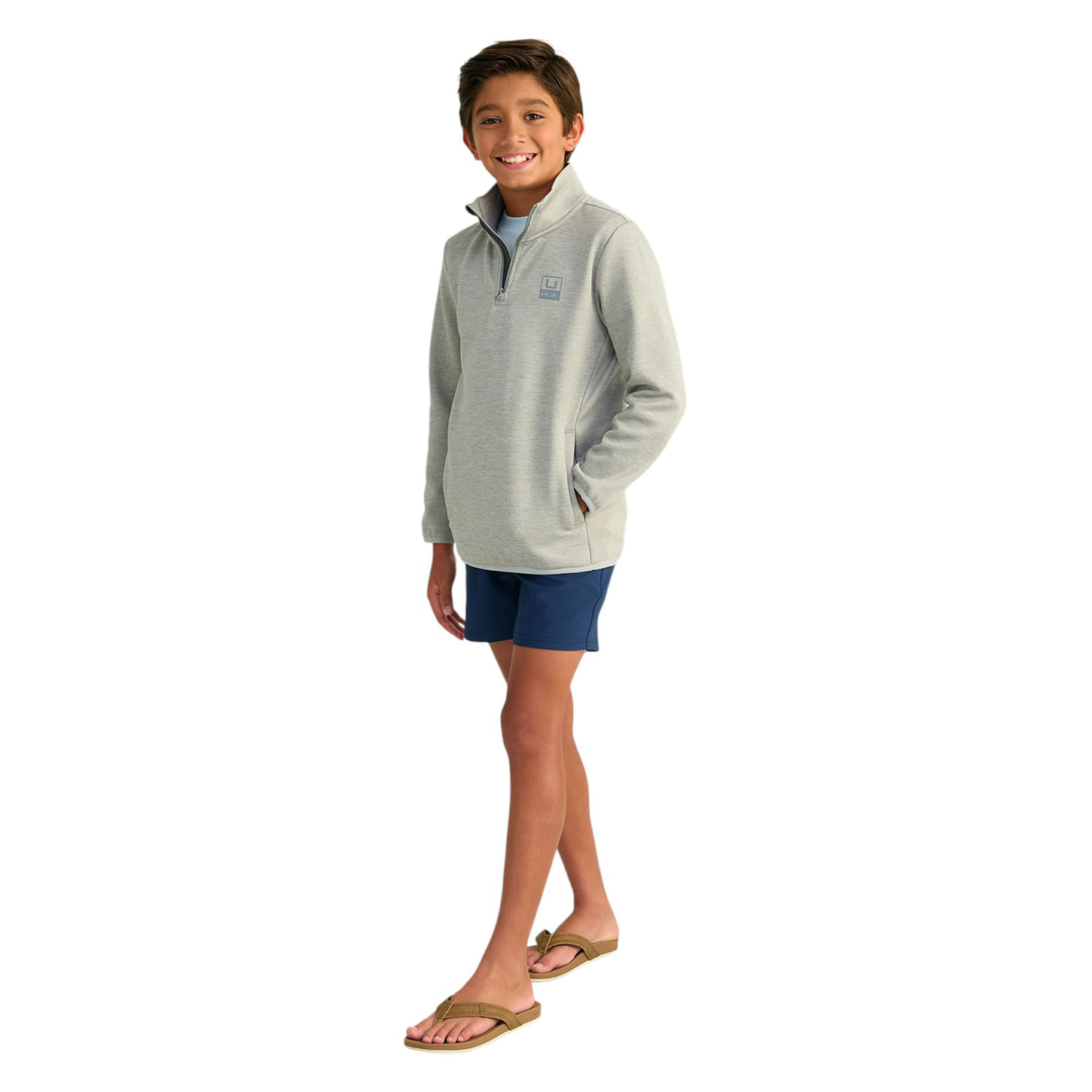 Huk-Cold-Front---1-4-Zip---Youth-Harbor-Mist-Heather