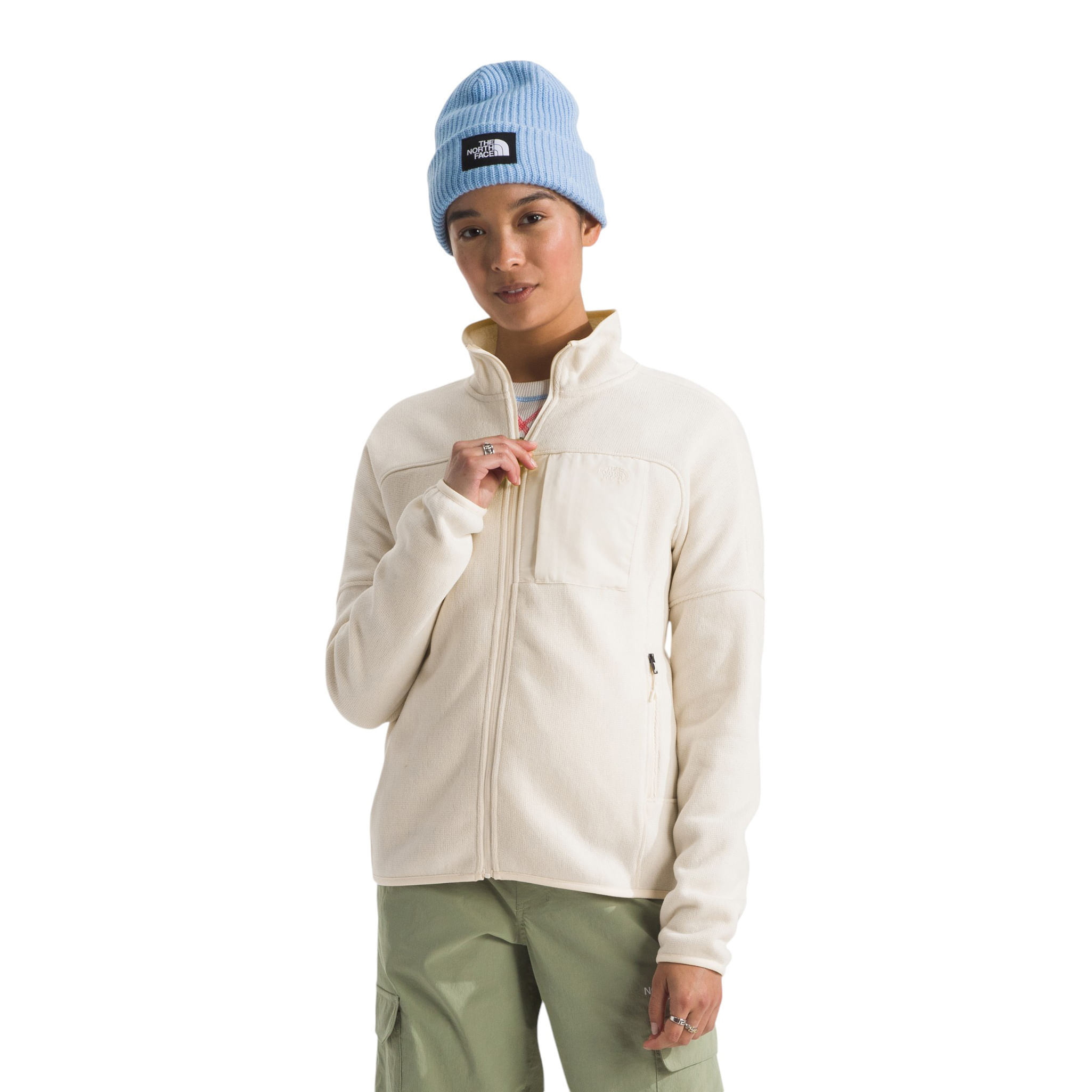 The-North-Face-Front-Range-Fleece-Jacket---Women-s-White-Dune-Heather