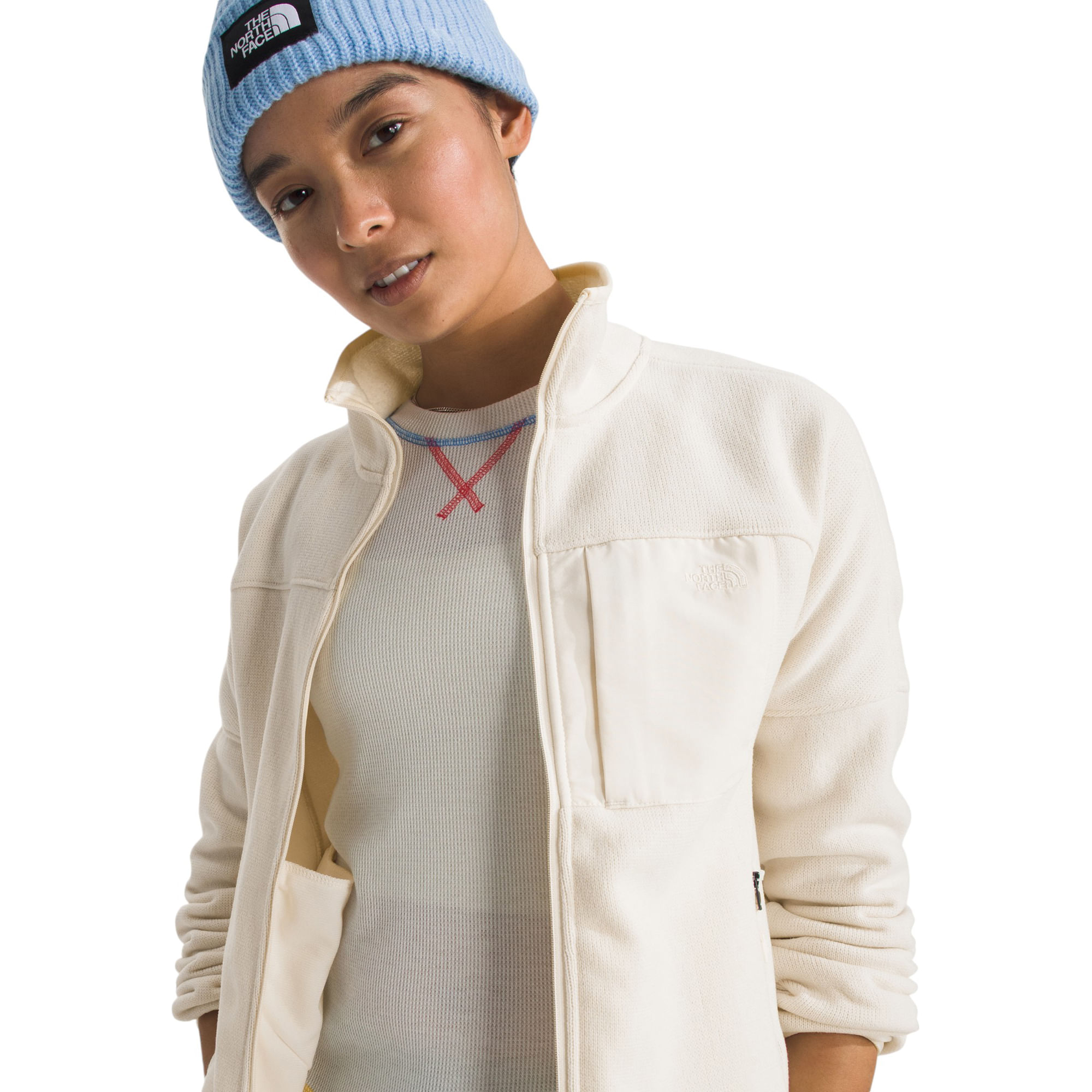 The-North-Face-Front-Range-Fleece-Jacket---Women-s-White-Dune-Heather