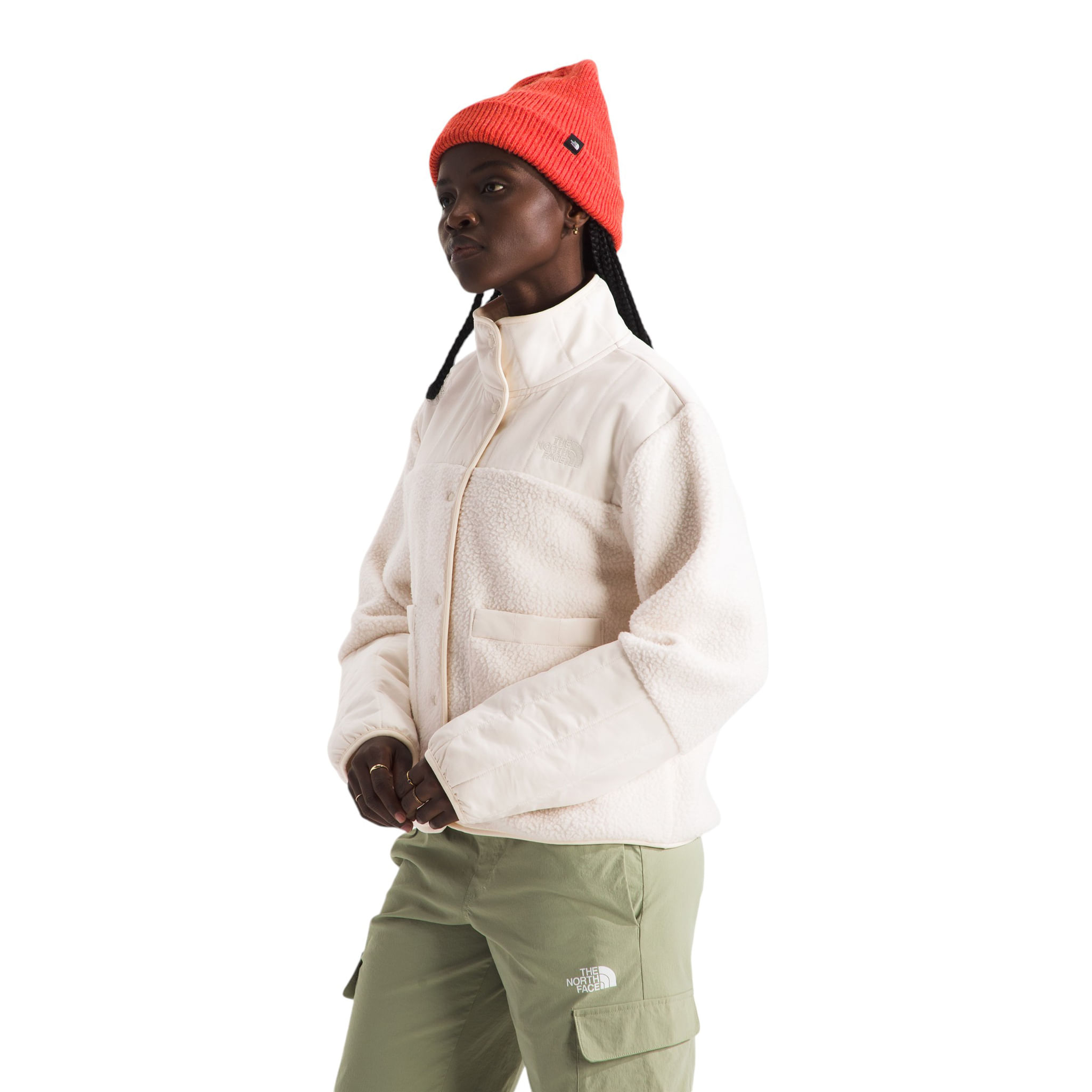 North face fleece jacket white best sale