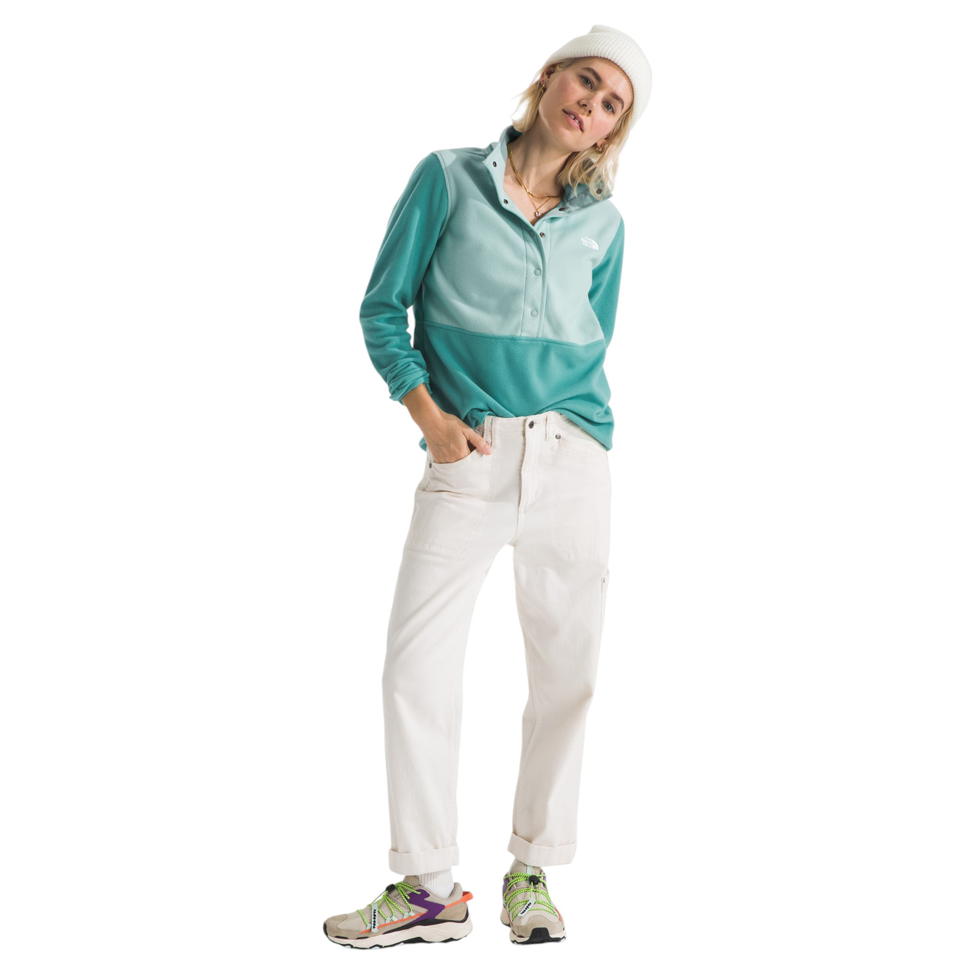 The-North-Face-Glacier-Fleece-½-Snap---Women-s-Oxidized-Bronze---Muted-Pine
