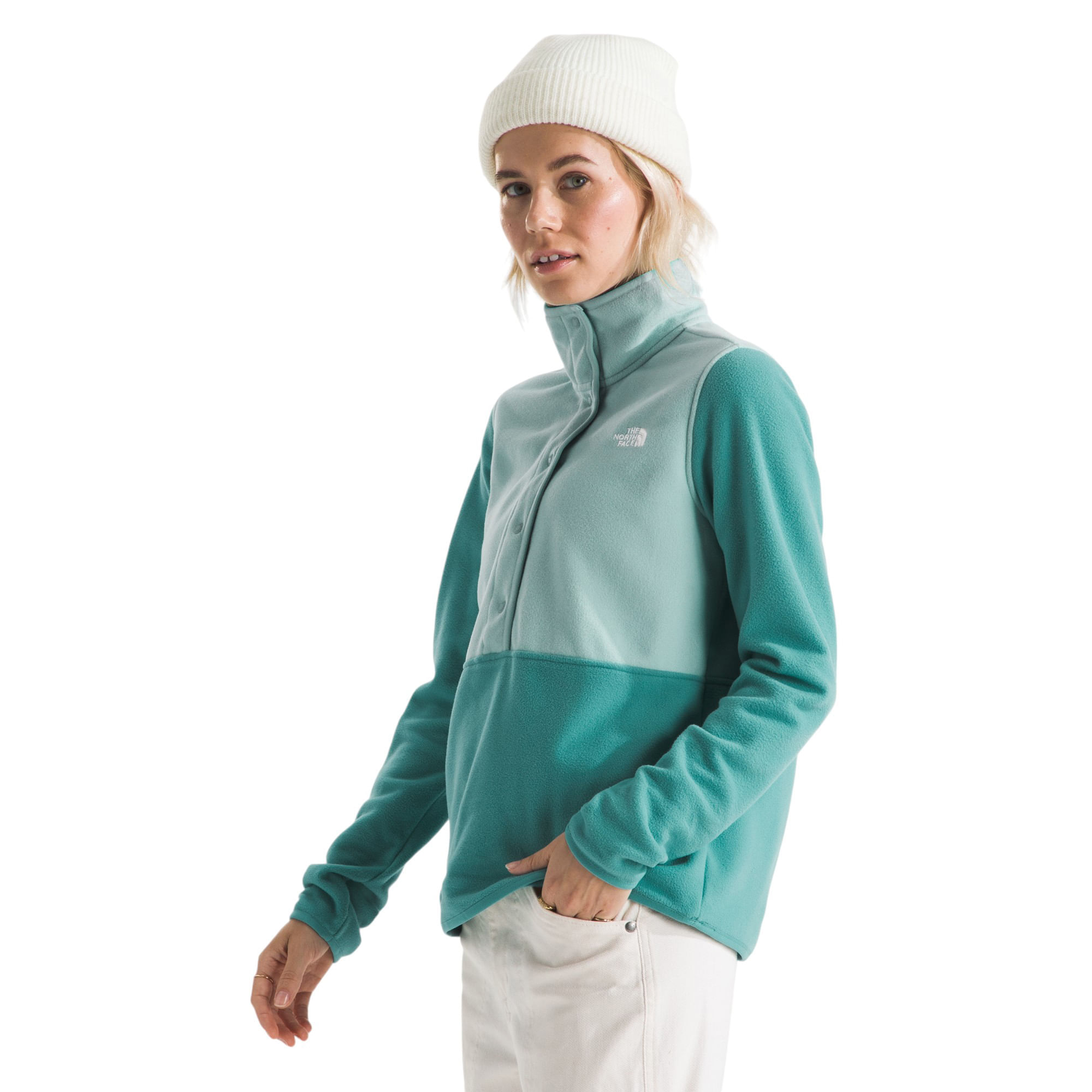 The-North-Face-Glacier-Fleece-½-Snap---Women-s-Oxidized-Bronze---Muted-Pine