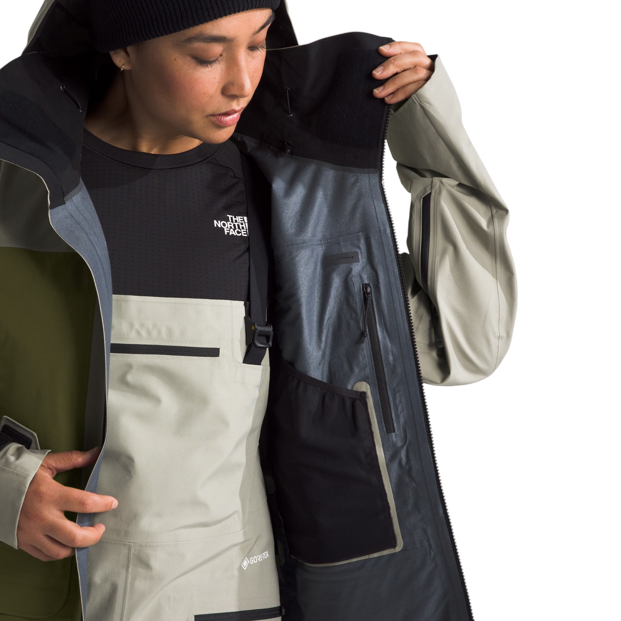 The-North-Face-Summit-Series-Verbier-GORE-TEX-Jacket---Women-s-Clay-Grey---Forest-Olive