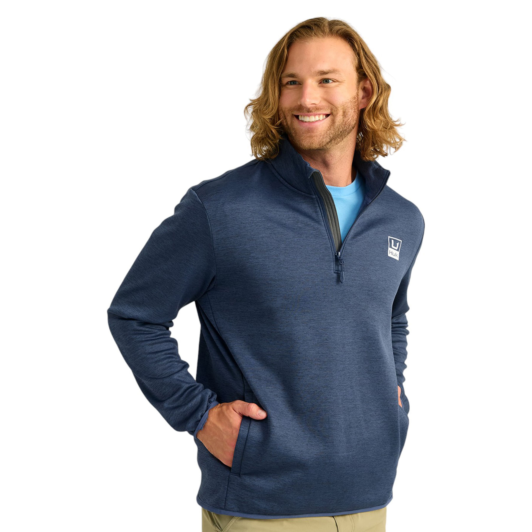 Huk-Cold-Front---1-4-Zip---Youth-Naval-Academy-Heather