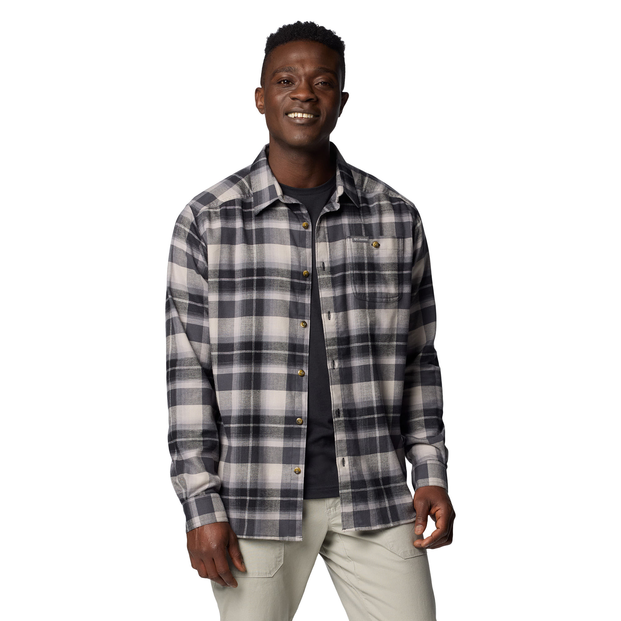 Columbia-Cornell-Woods-Flannel-Long-Sleeve-Shirt---Men-s-Black---Grey-Classic-Multi-Tartan