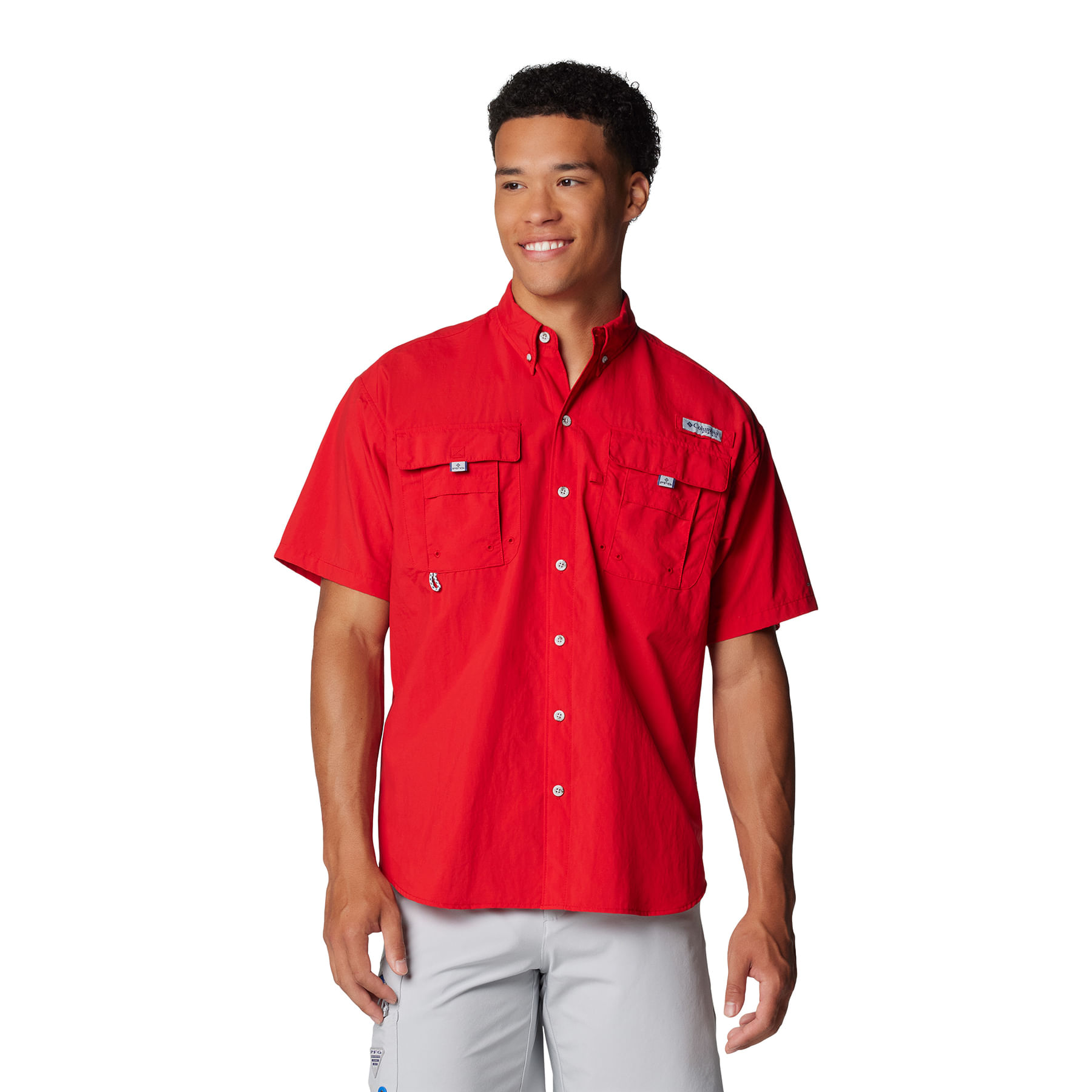 Columbia-PFG-Bahama-II-Short-Sleeve-Shirt---Men-s-Red-Spark