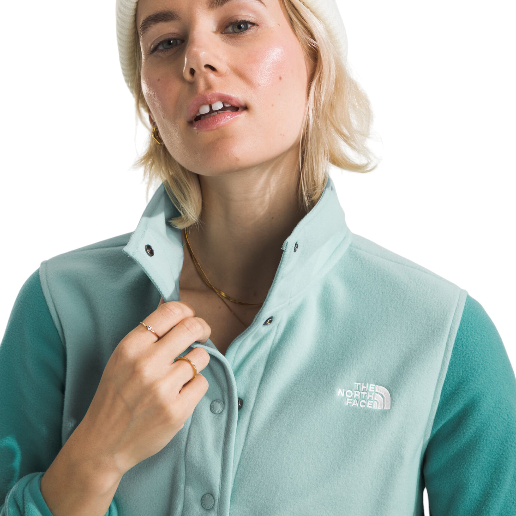 The-North-Face-Glacier-Fleece-½-Snap---Women-s-Oxidized-Bronze---Muted-Pine