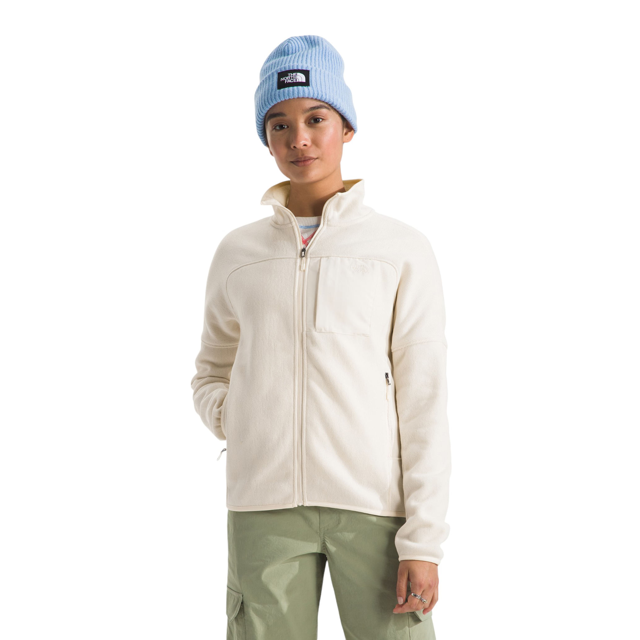 The-North-Face-Front-Range-Fleece-Jacket---Women-s-White-Dune-Heather